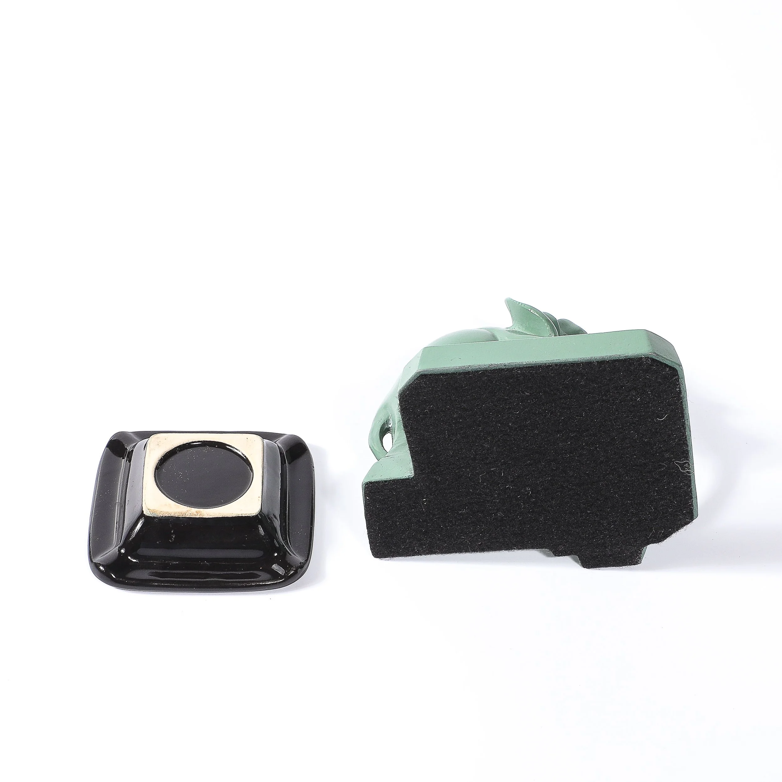 Art Deco Green Enamel & Black Ceramic Sculptural Elephant Ash Tray signed Nuart - High Style Deco 11.jpg