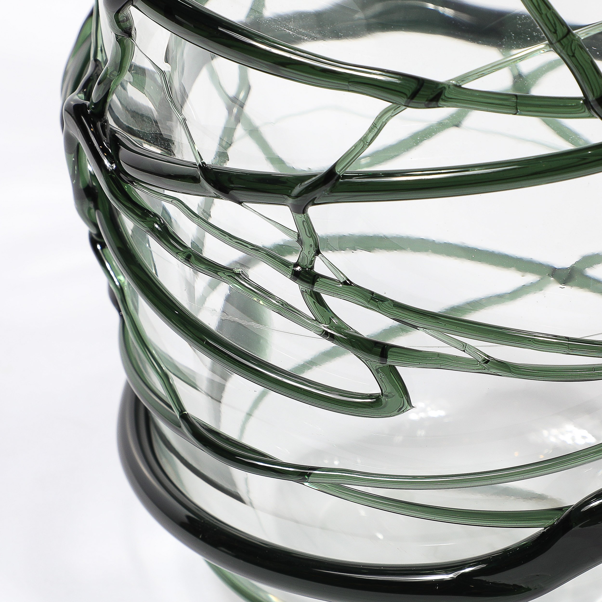 Hand-Blown Murano Glass Vases with Organic Viridian Green Sculptural Striations - High Style Deco 13.jpg