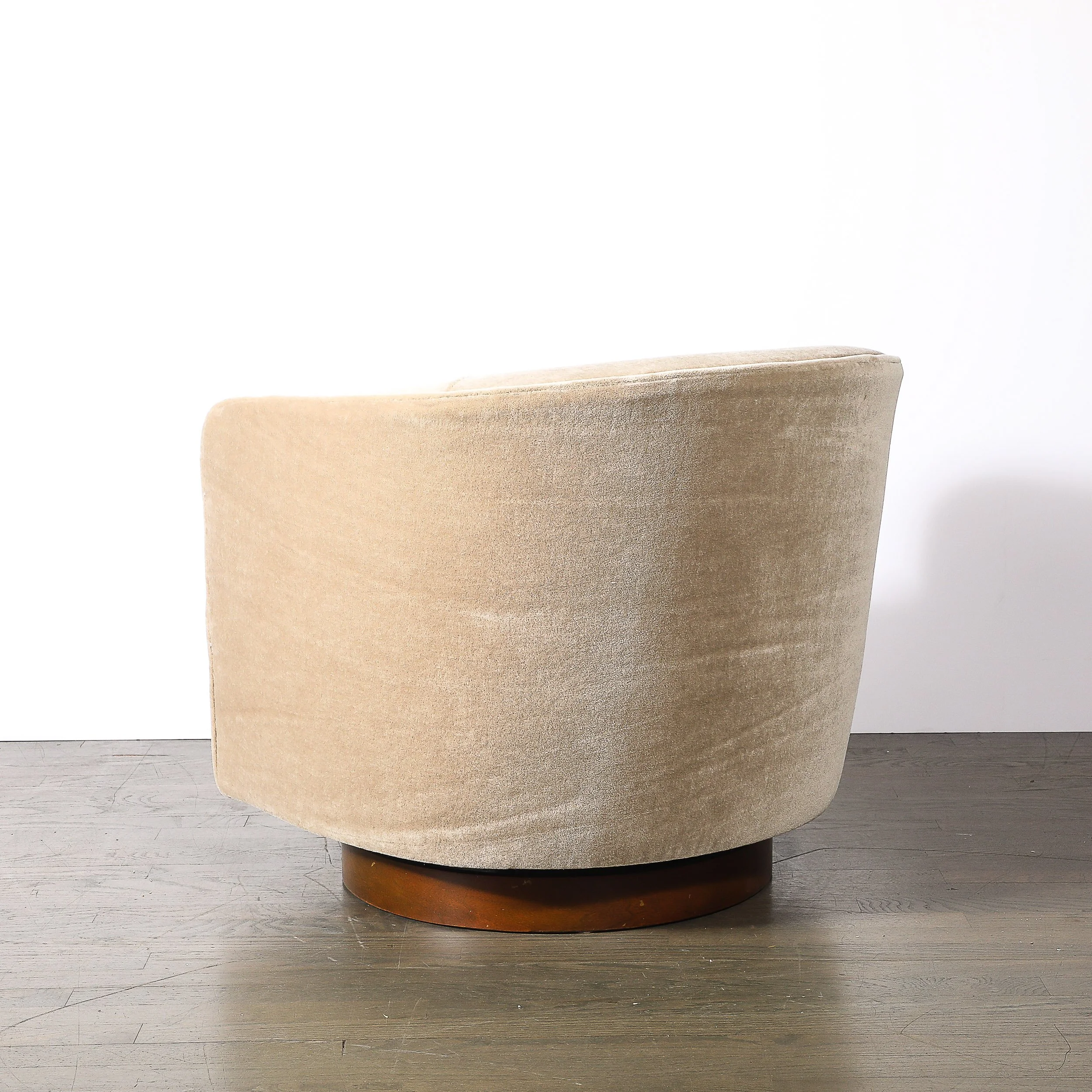 Mid-Century Swivel Club Chairs in Taupe Velvet W: Walnut Bases by Milo Baughman - High Style Deco 3.jpg