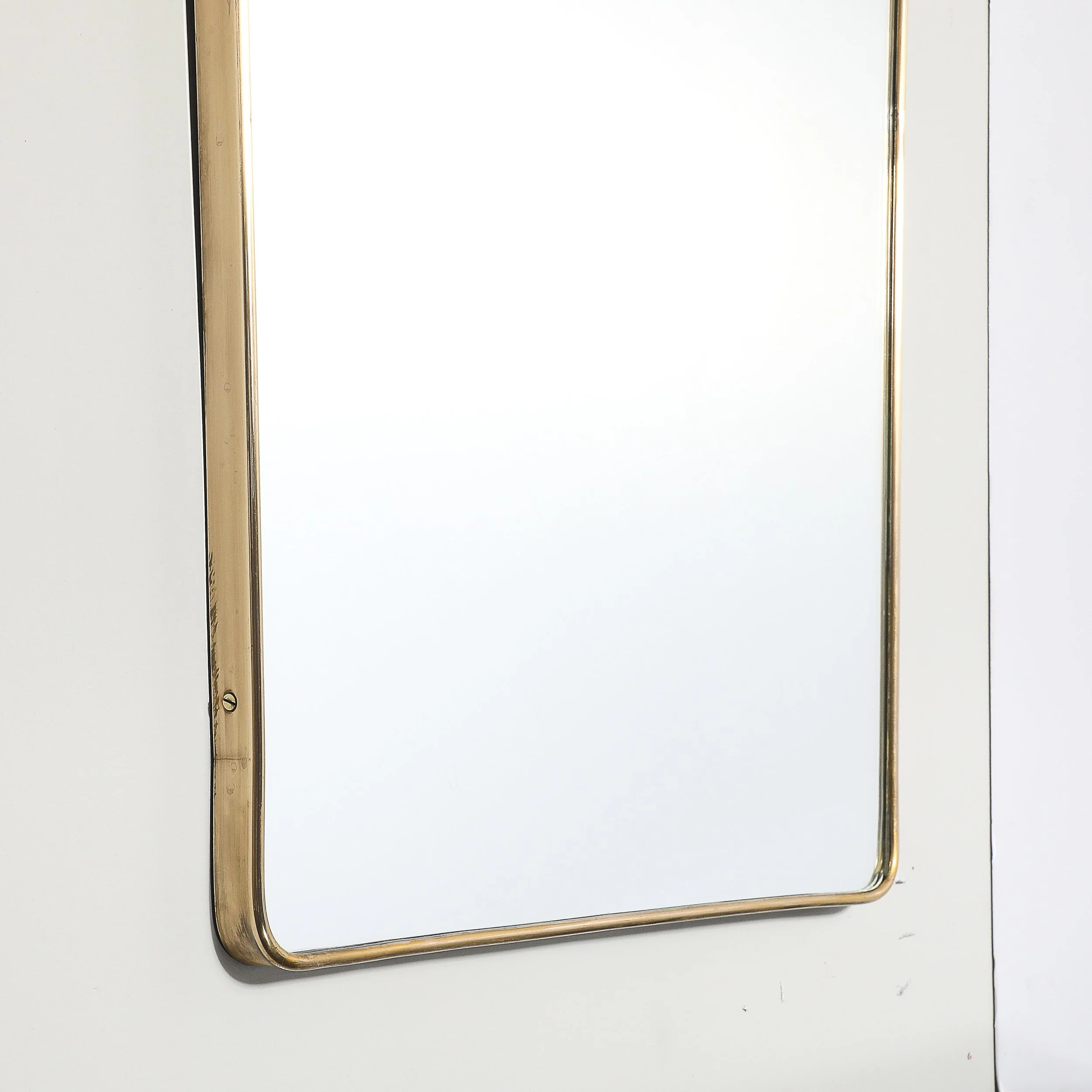 Mid-Century Modernist Elongated Brass Wrapped Mirror with Curved Top Detailing - High Style Deco 4.jpg