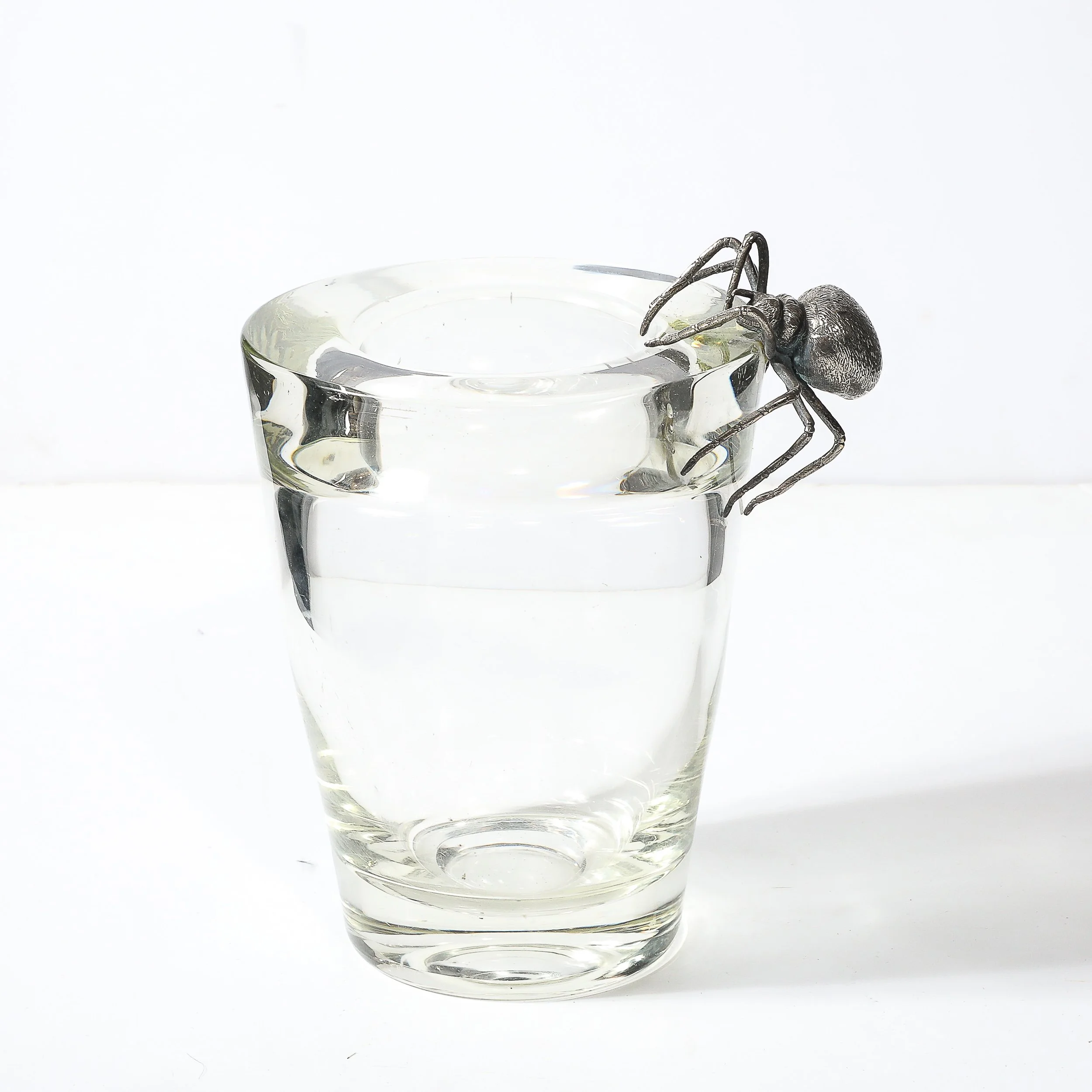 Mid-Century Silver Spider Sculpture Crystal Vase signed Leerdam Crystal - High Style Deco 8.jpg