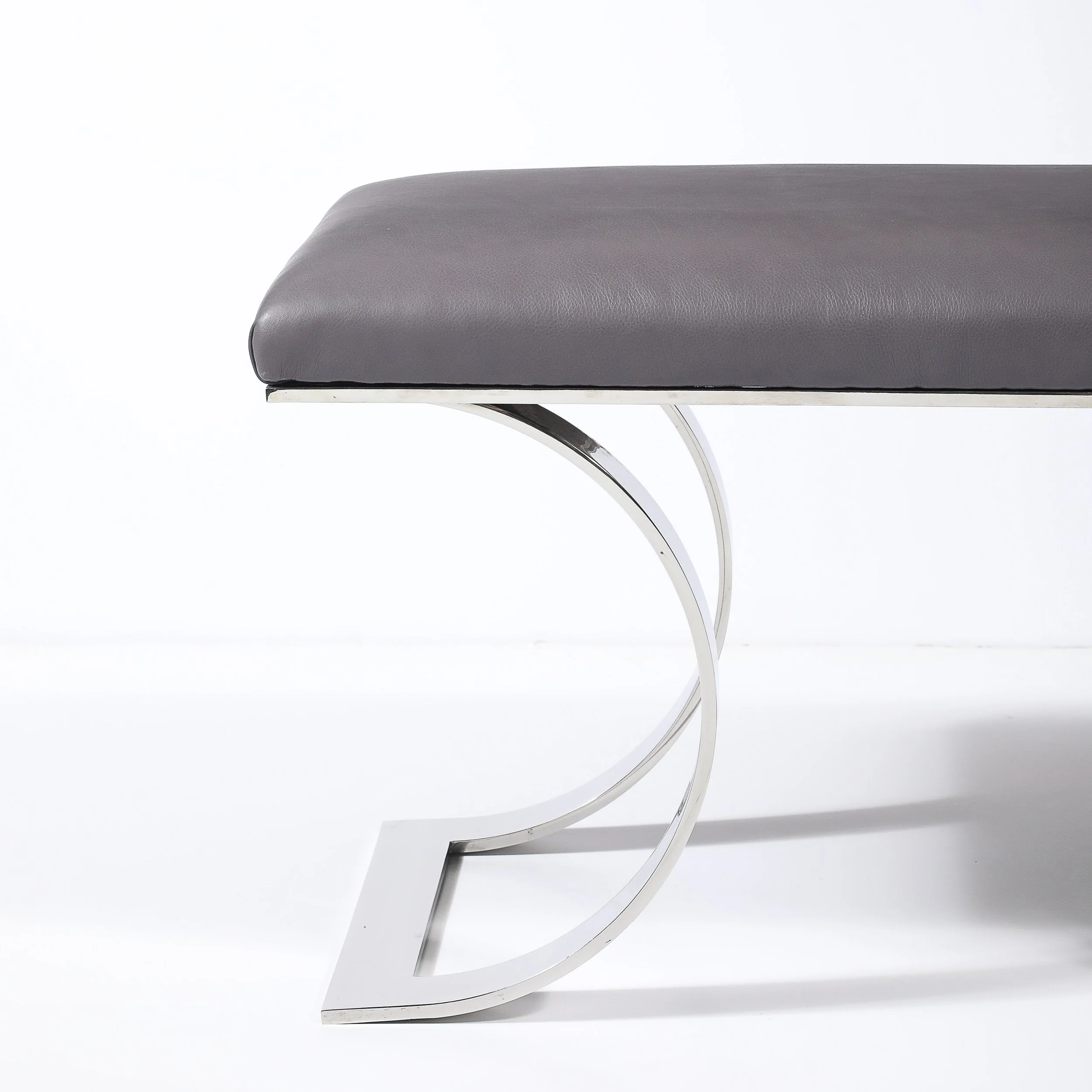 Mid-Century Stainless Steel & Holly Hunt Leather JMF Bench by Karl Springer - High Style Deco 1.jpg