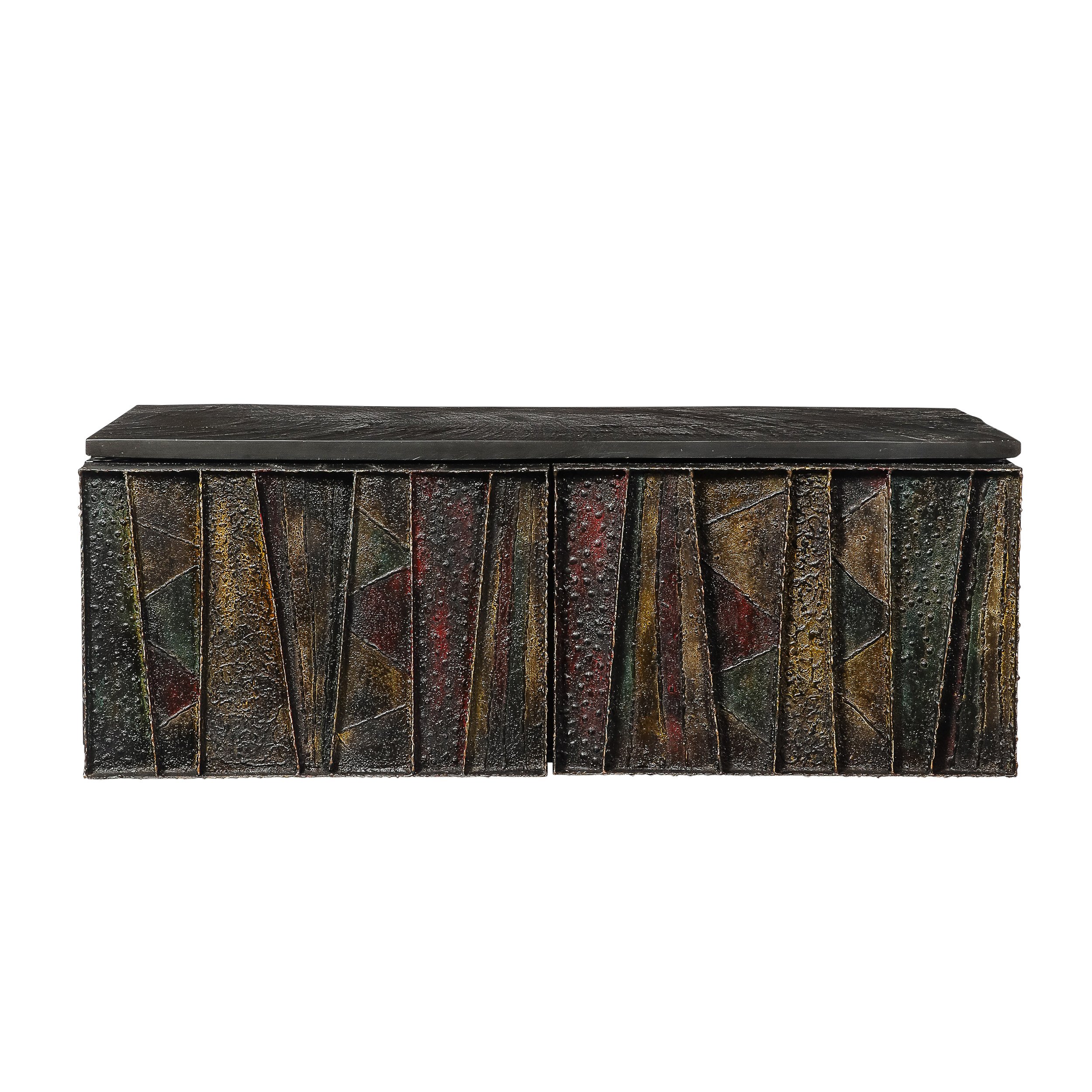 Mid-Century Brutalist Wall Mounted Patchwork Console Table Signed Paul Evans - High Style Deco 7.jpg