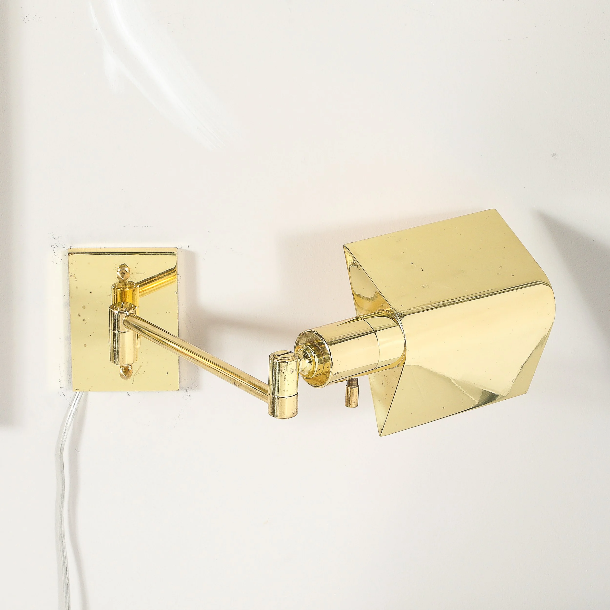 Pair of Mid-Century Modernist Swing Arm Articulating Sconces in Polished Brass - High Style Deco 12.jpg