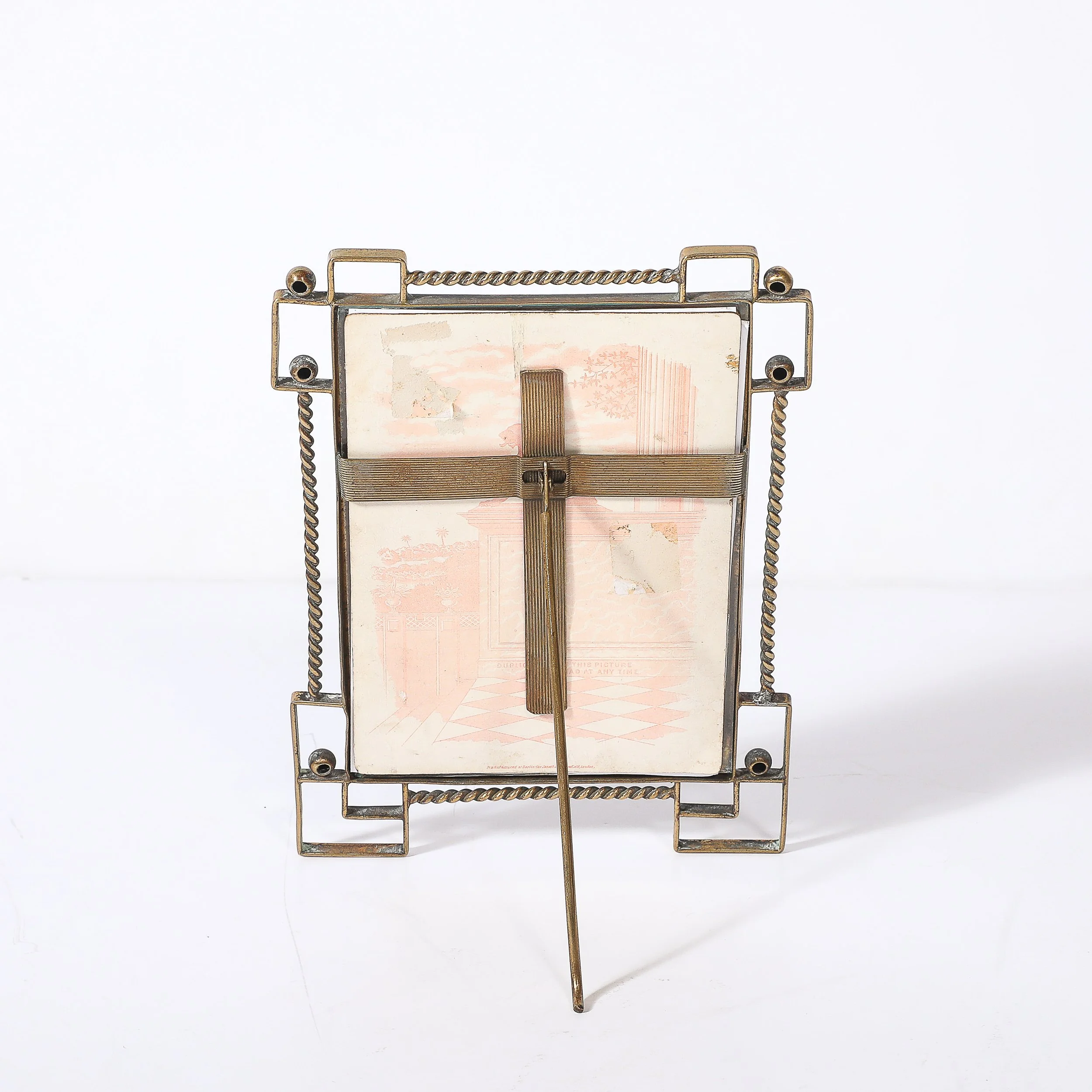 Arts & Crafts Movement Polished Bronze Rope & Geometric Form Picture Frame - High Style Deco 7.jpg