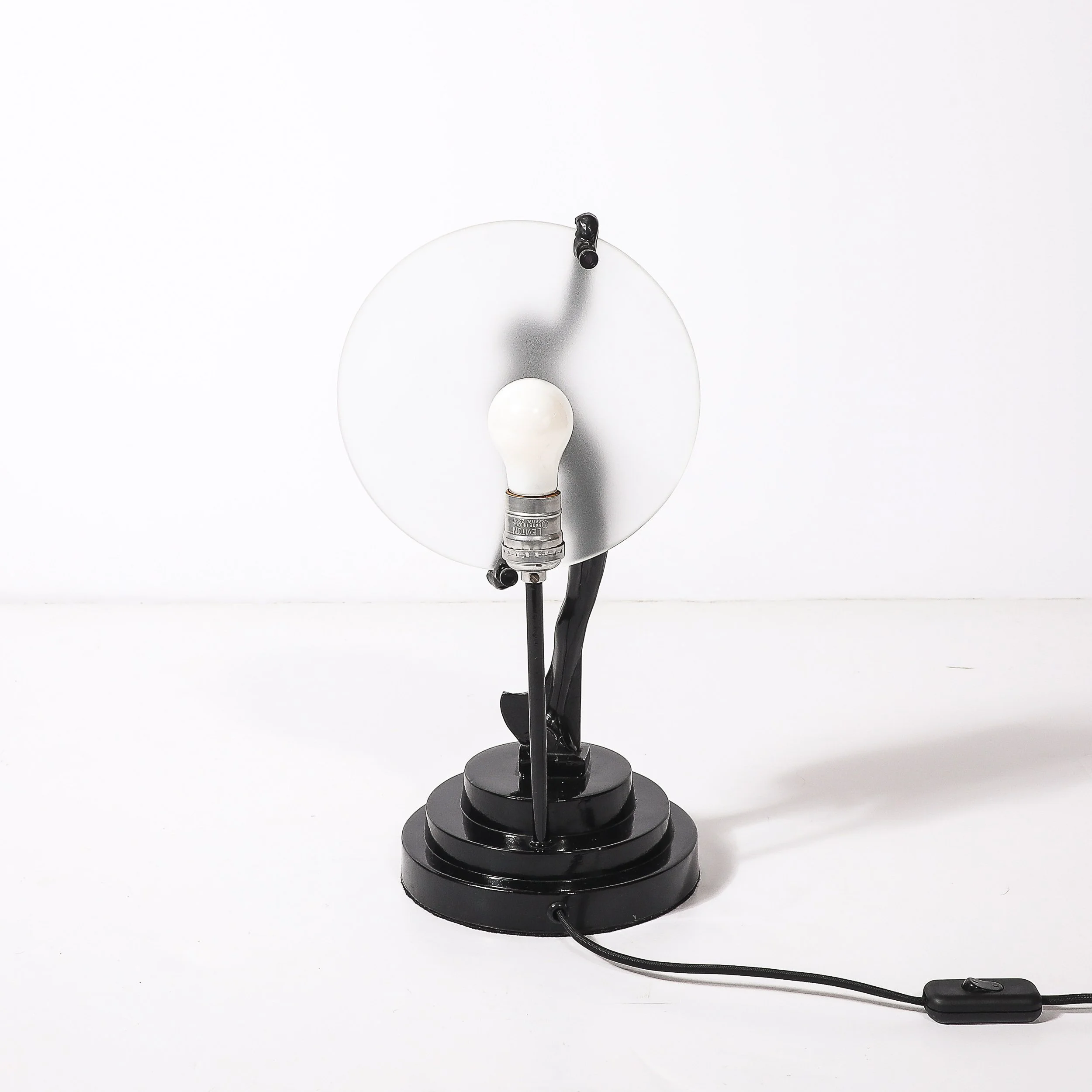 Art Deco Sculptural Nude Table Lamp in Black Enamel & Frosted Glass - High Style Deco 7.jpg