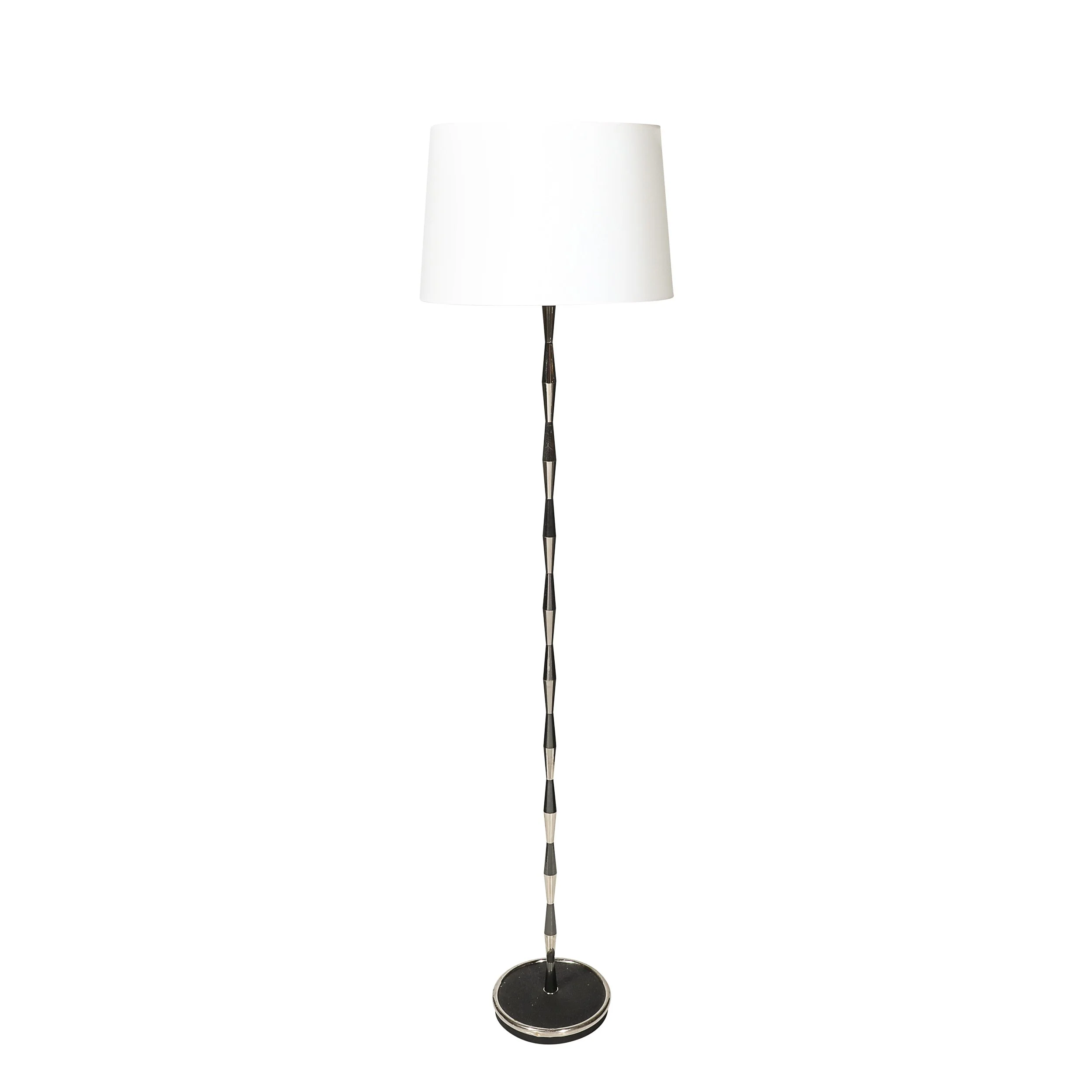 Pair of MidCentury Geometric Polished Nickel & Gunmetal Floor Lamps by Gio Ponti - High Style Deco 1.jpg