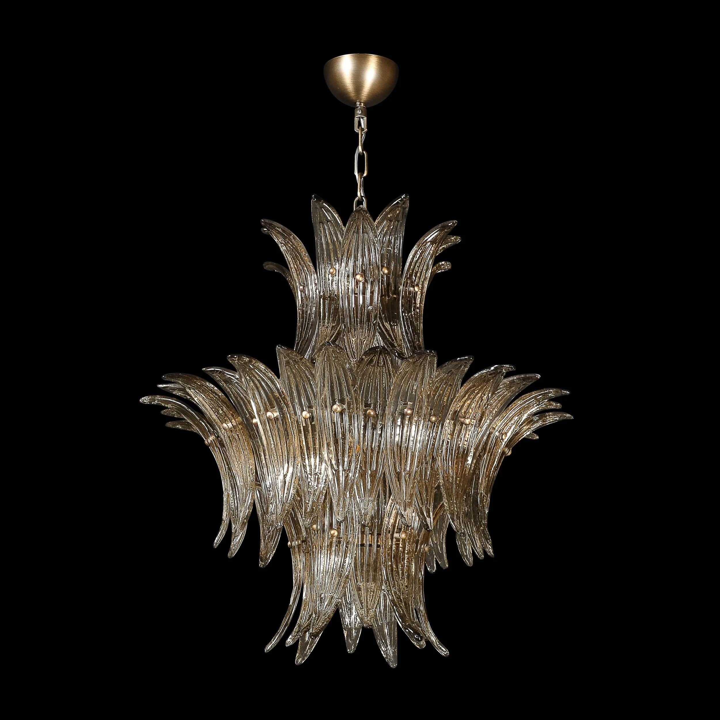 Modernist 3-Tier %22Palma%22 Hand-Blown Smoked Murano Glass & Bronze Chandelier - High Style Deco 12.jpg
