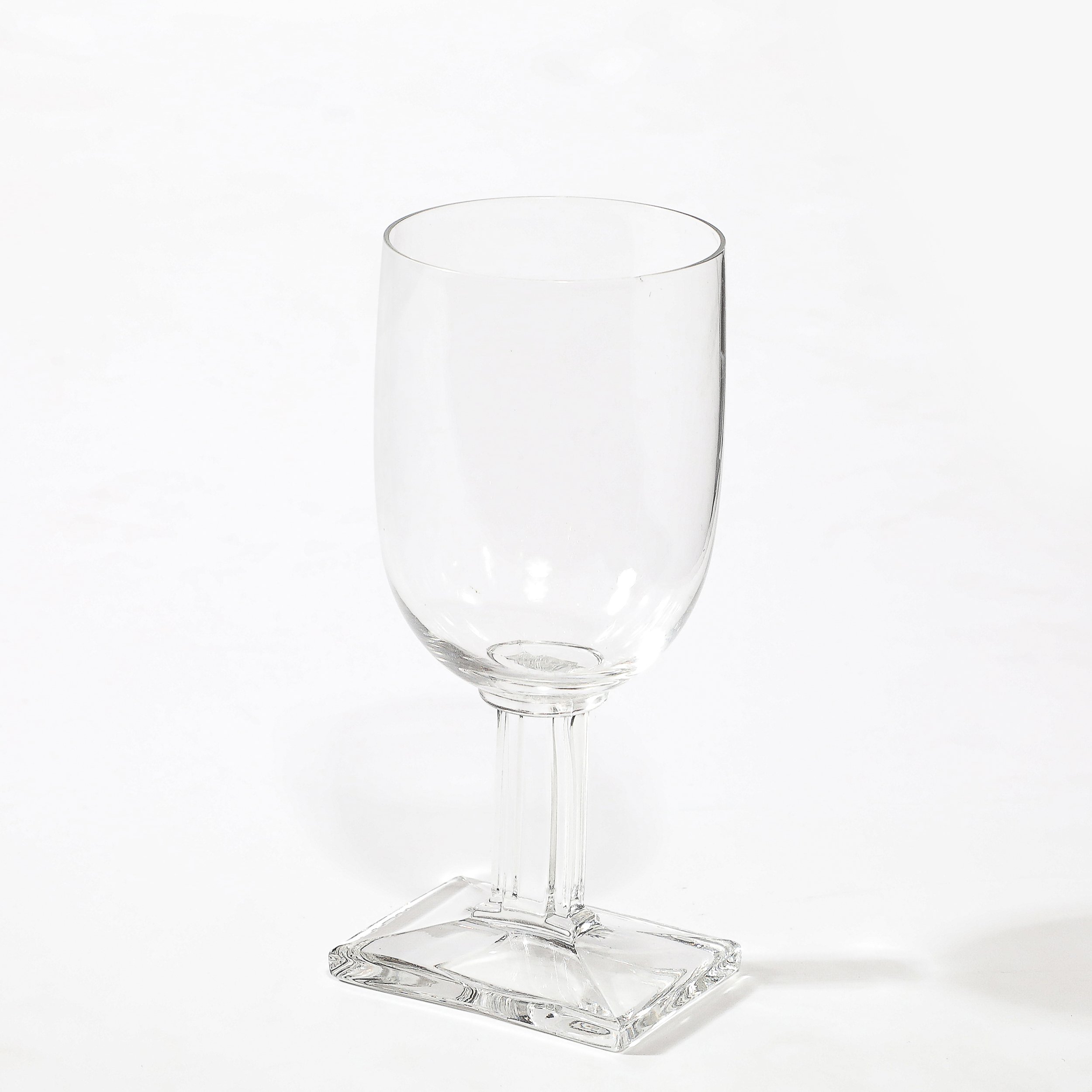 Set of Eight Art Deco Style Rectangular Base Stemmed Drinking Glasses - High Style Deco 2.jpg