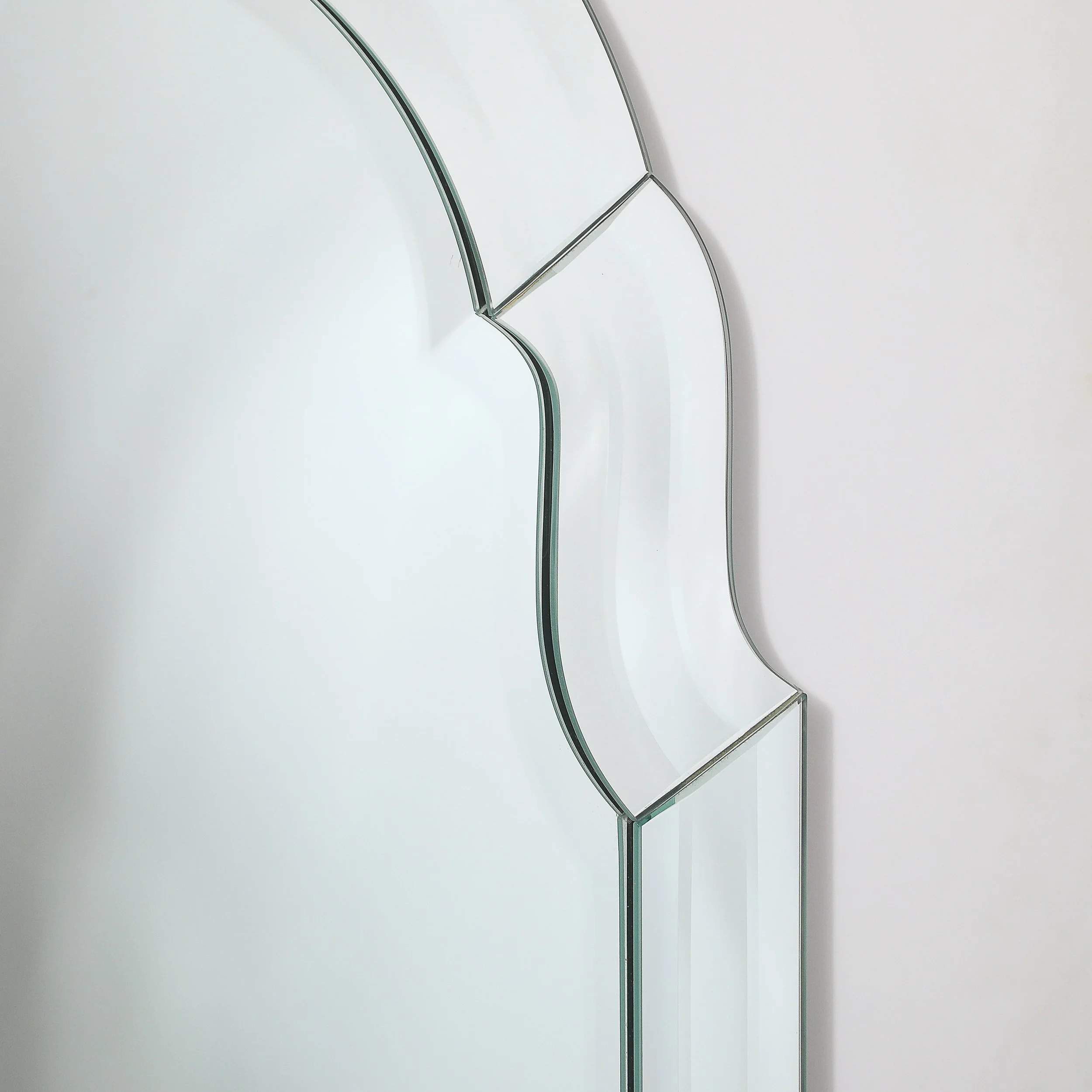 Pair of Mid-Century Modernist Serifed Arch Form Mirrors with Beveled Detailing - High Style Deco 4.jpg