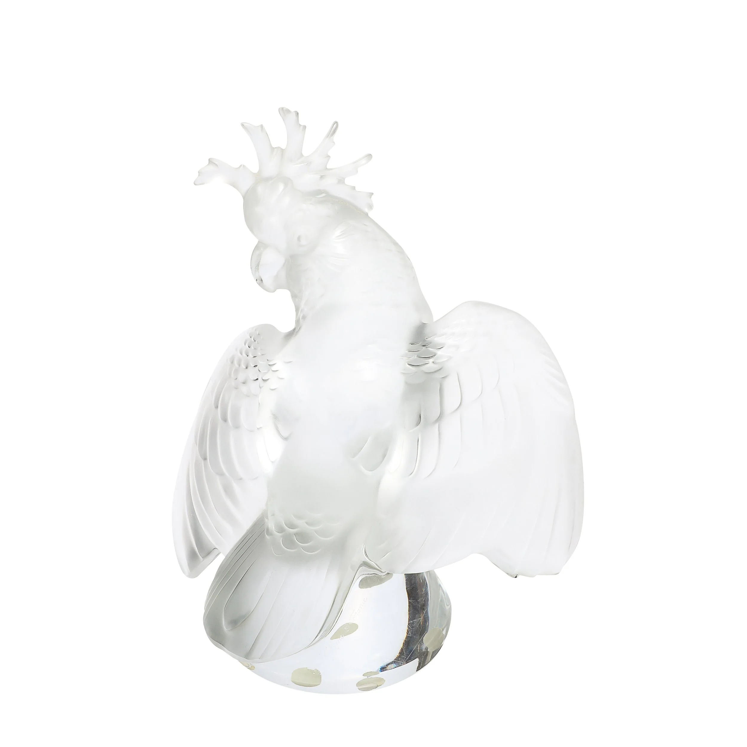 Mid-Century Modernist Sculptural Crystal Cockatiel Sculpture Signed Lalique - High Style Deco.jpg
