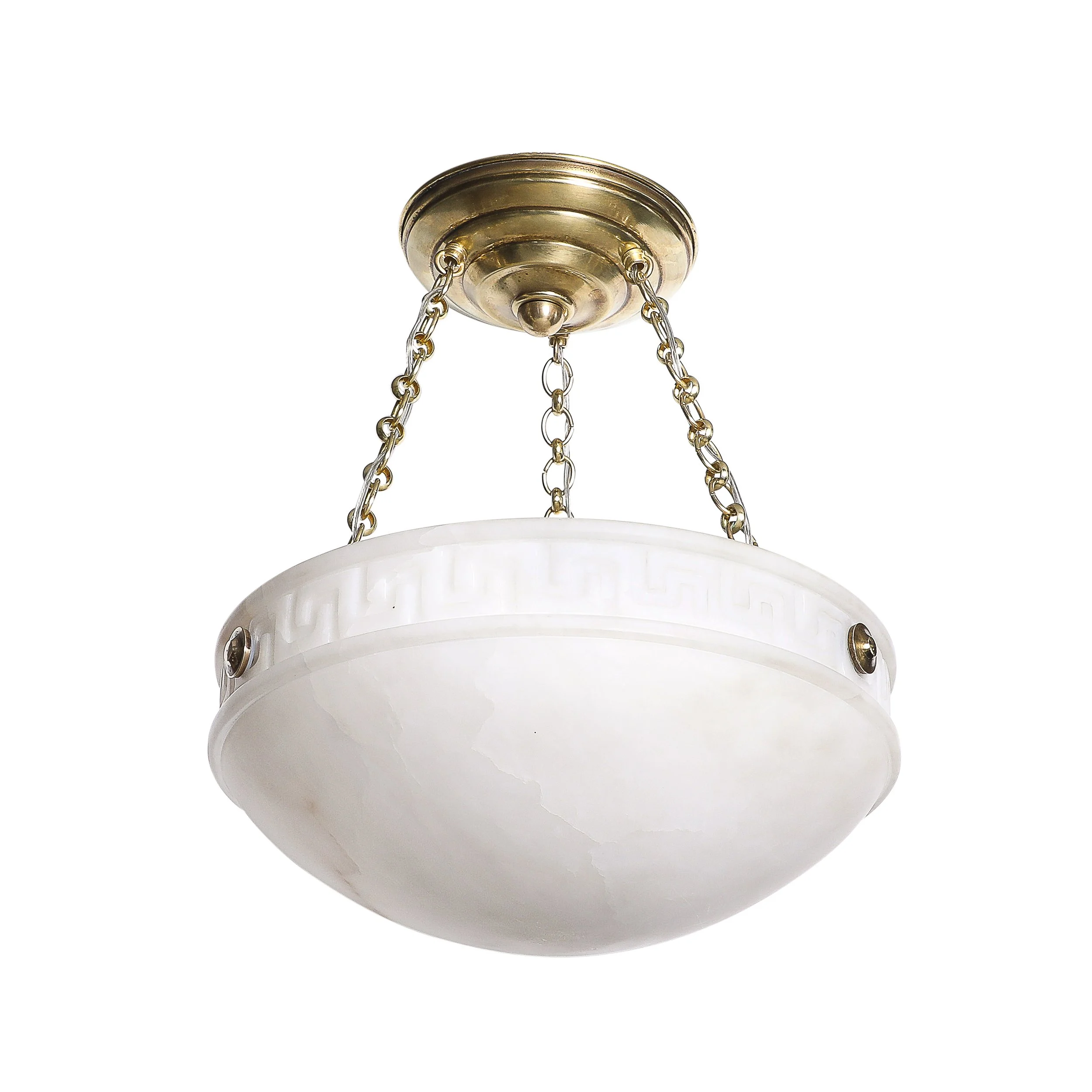 Art Deco Alabaster Pendant Chandelier with Greek Key Detailing & Brass Fittings - High Style Deco.jpg