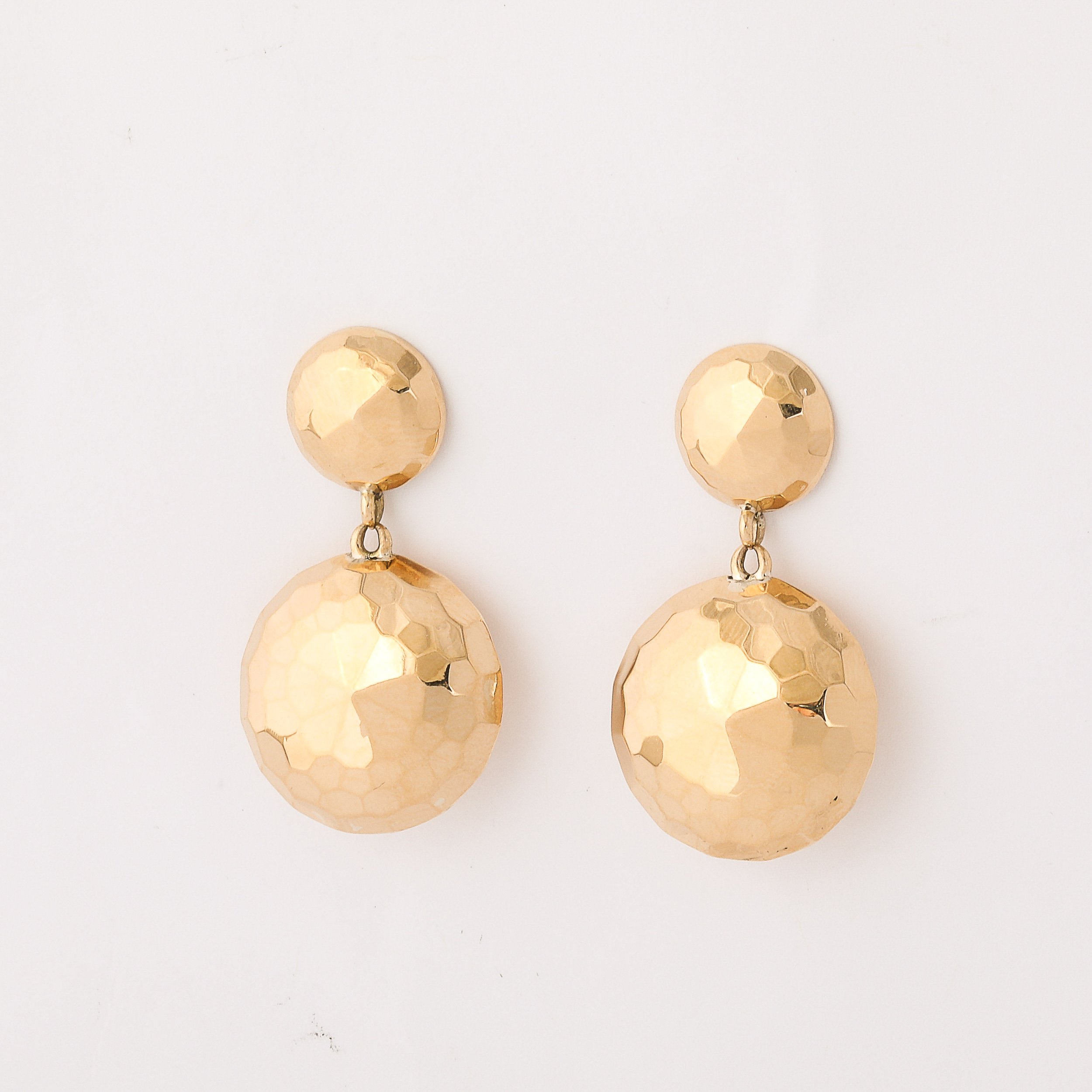 Pair of Modernist Half Dome Faceted 18 Karat Gold Earrings - High Style Deco 1.jpg