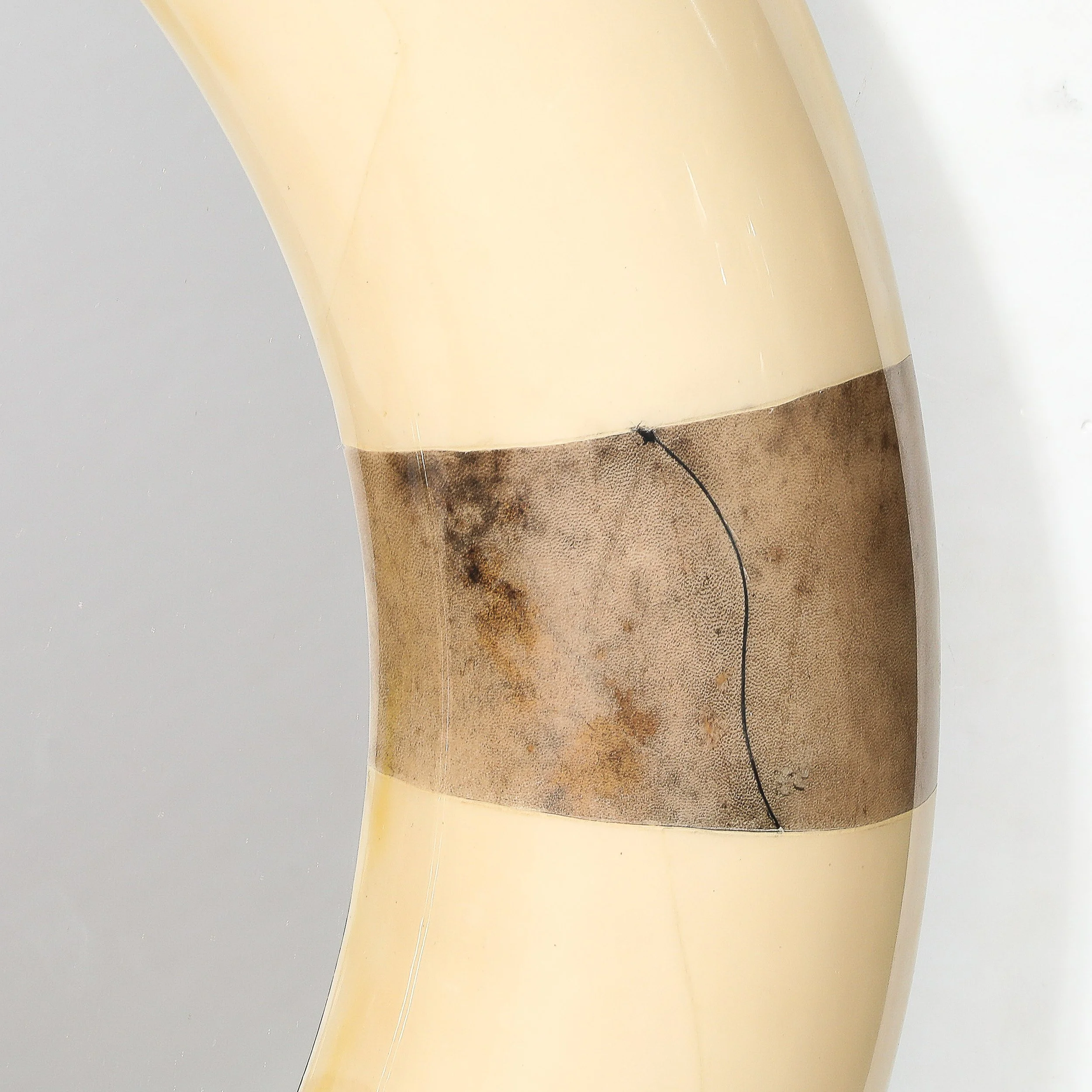 Mid-Century Modernist Cream Lacquered Goat Skin Round Mirror by Karl Springer - High Style Deco 4.jpg