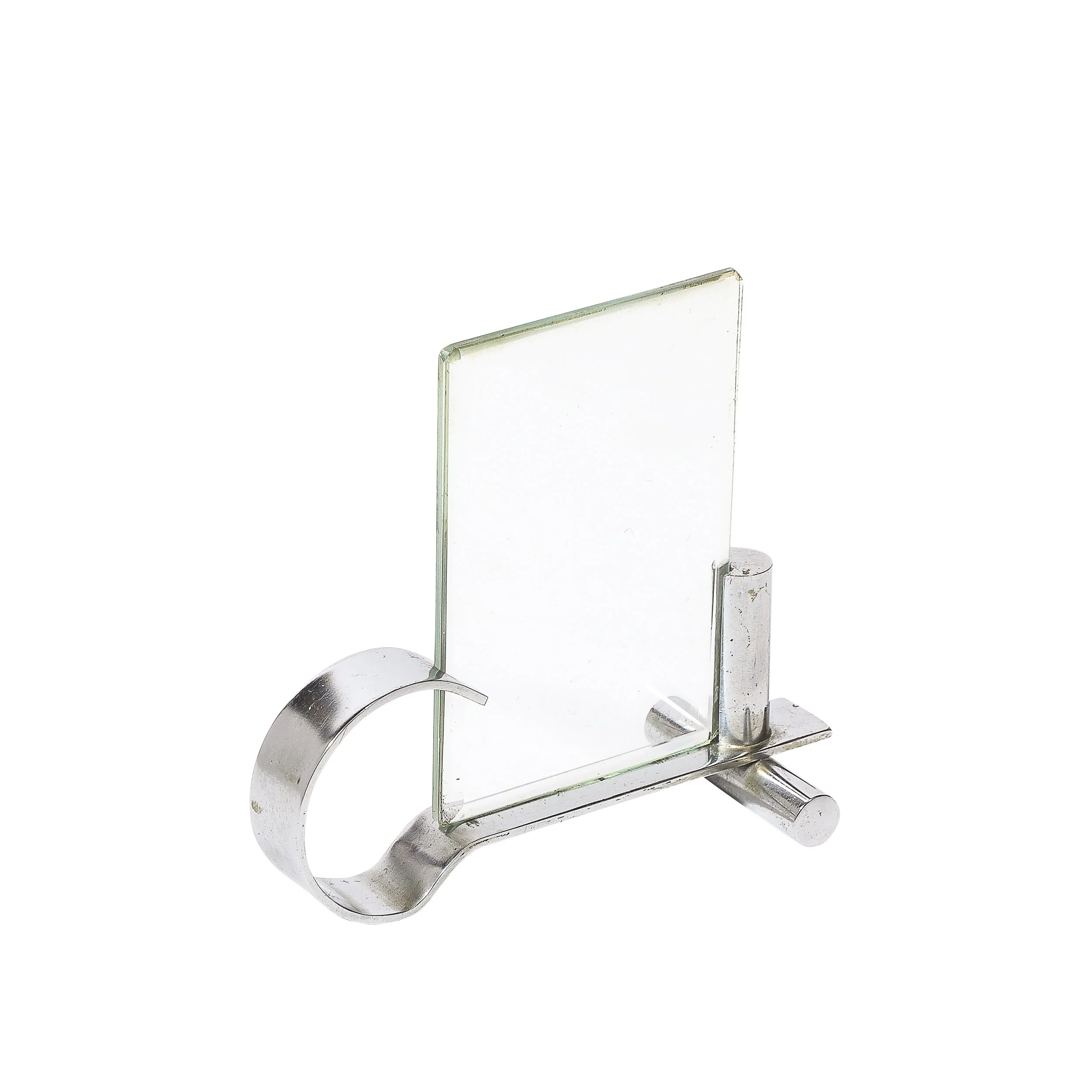 Art Deco Machine Age Chrome & Glass Picture Frame with Loop Form Handle - High Style Deco.jpg