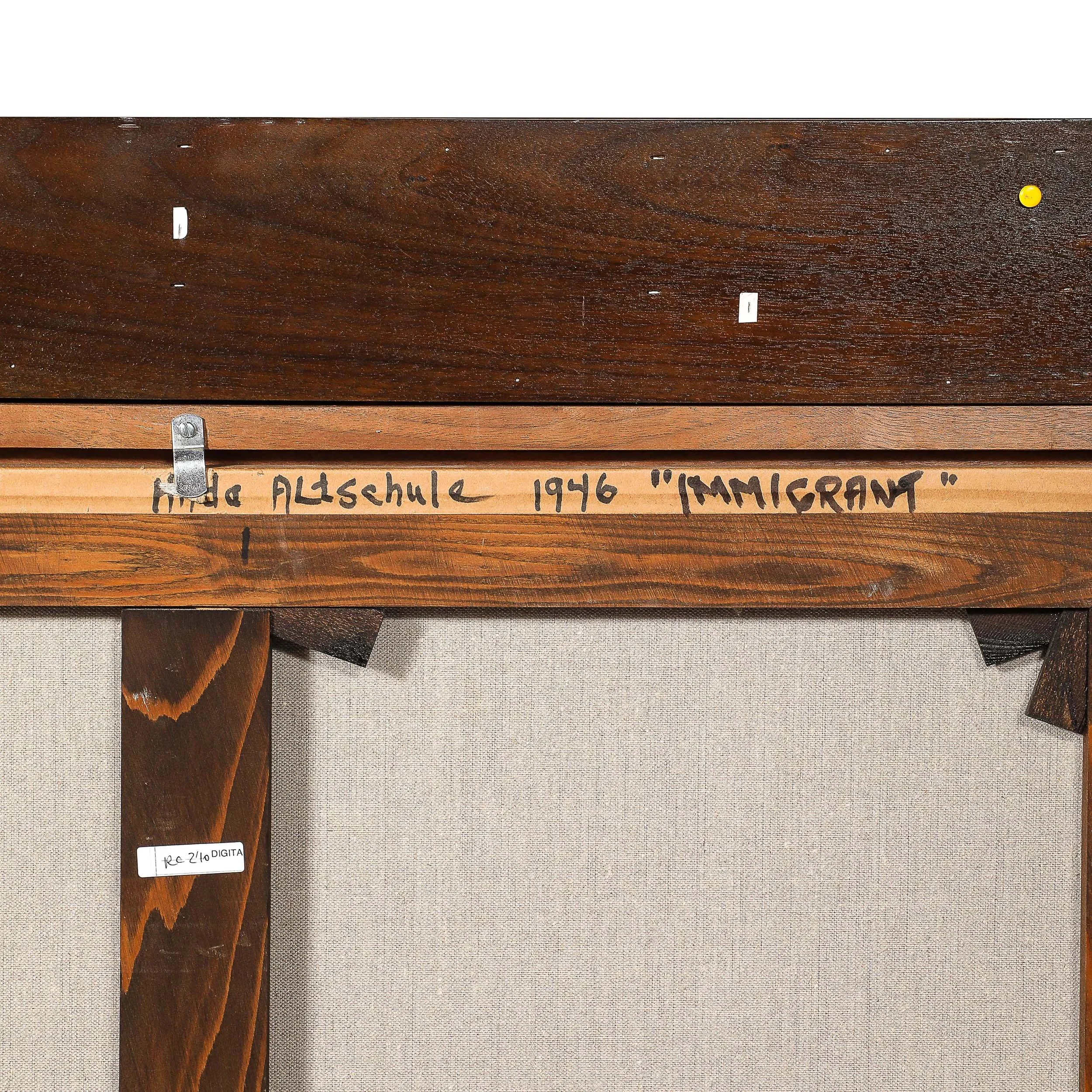 Modernist Oil on Canvas Painting "The Immigrant" signed Hida Coates Altschule - High Style Deco 17.jpg