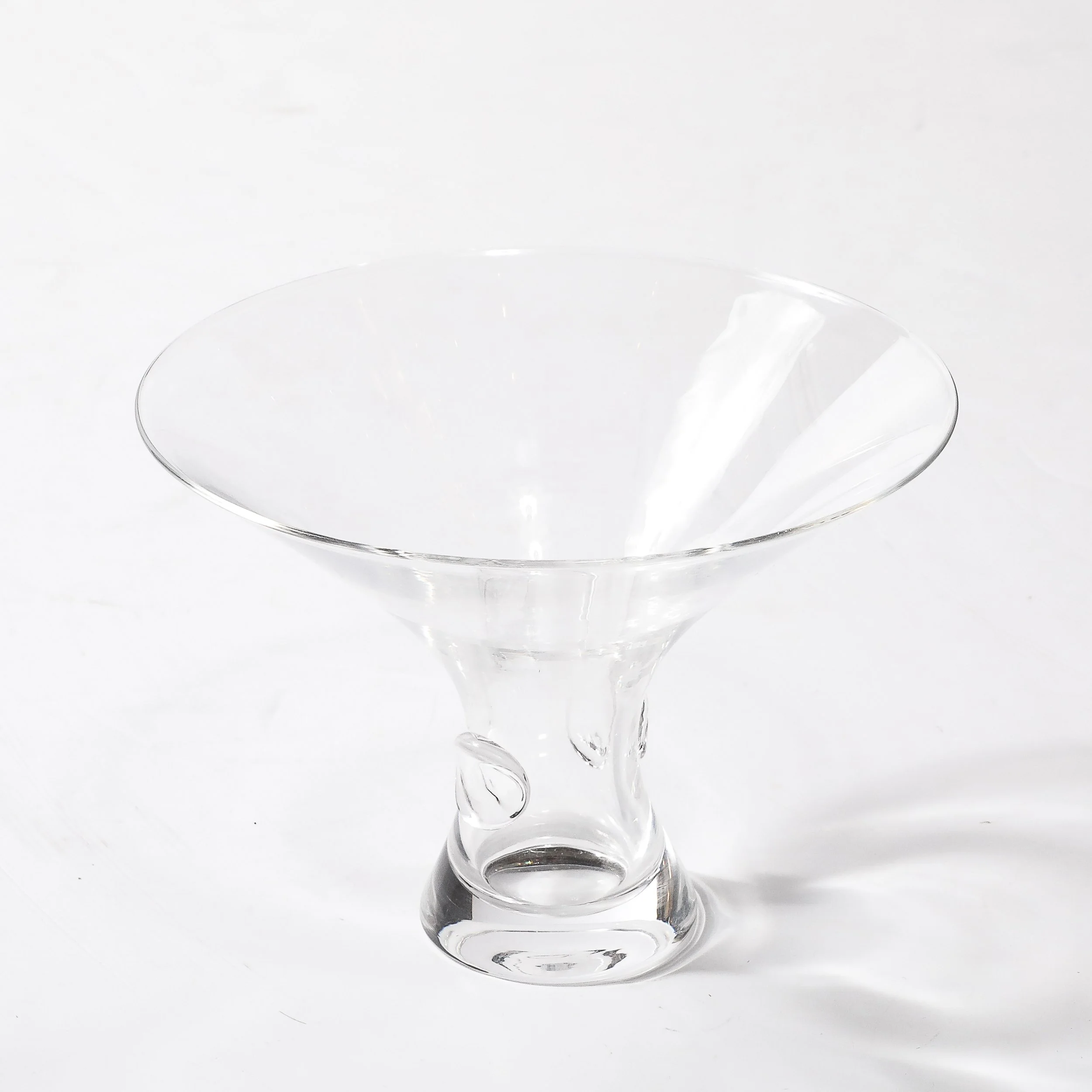 Mid-Century Modernist Footed Crystal Bowl with Organic Detailing Signed Stueben  - High Style Deco 2.jpg
