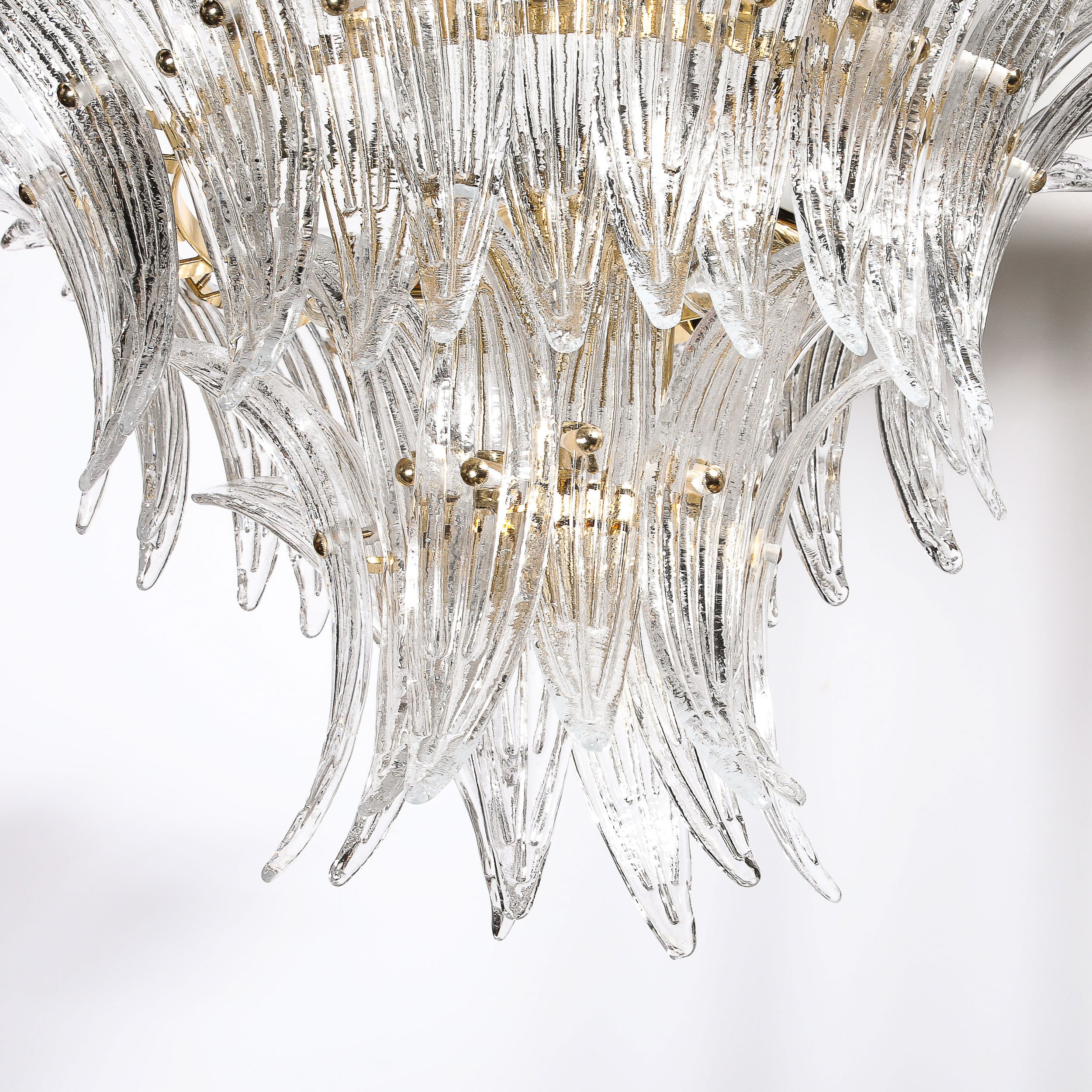Three-Tier Palma Chandelier in Clear Hand Blown Murano Glass and Brass Fittings - High Style Deco 13.jpg
