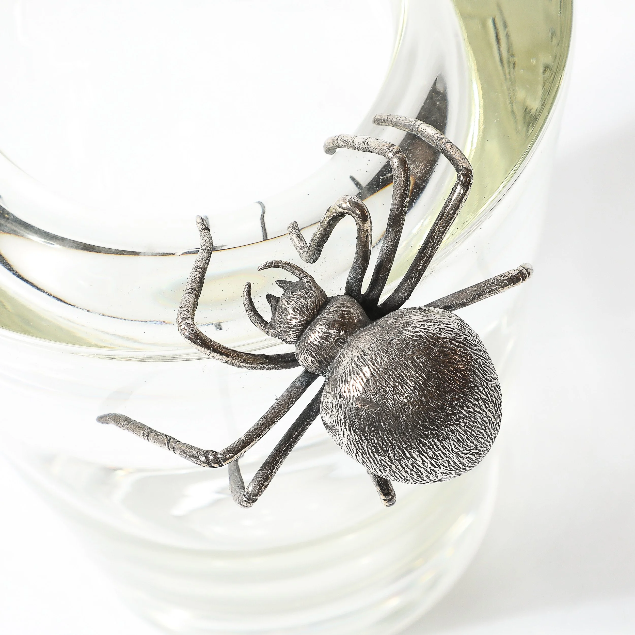 Mid-Century Silver Spider Sculpture Crystal Vase signed Leerdam Crystal - High Style Deco 11.jpg