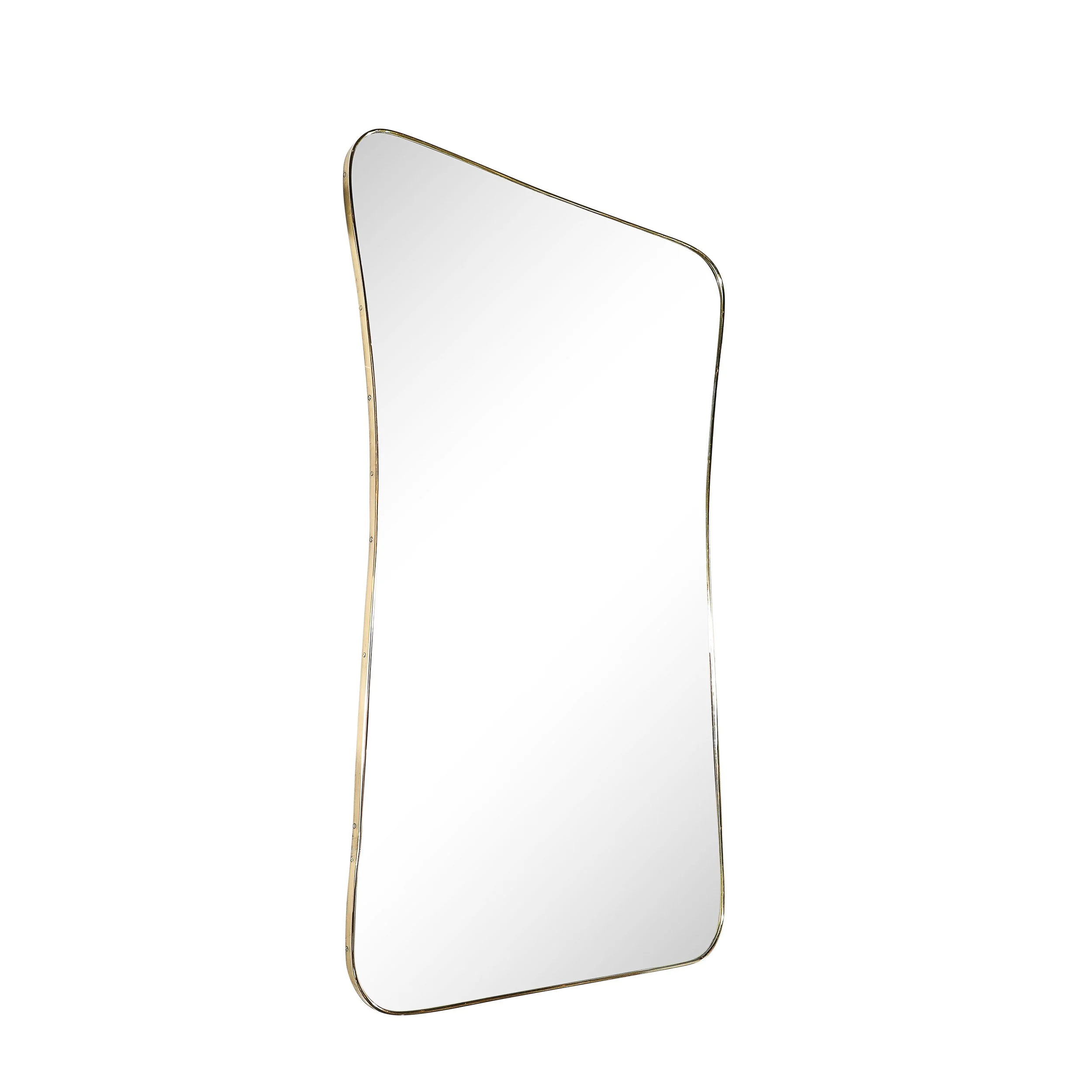 Monumental Mid-Century Modernist Brass Curvilinear Hourglass Form Wrapped Mirror - High Style Deco 1.jpg