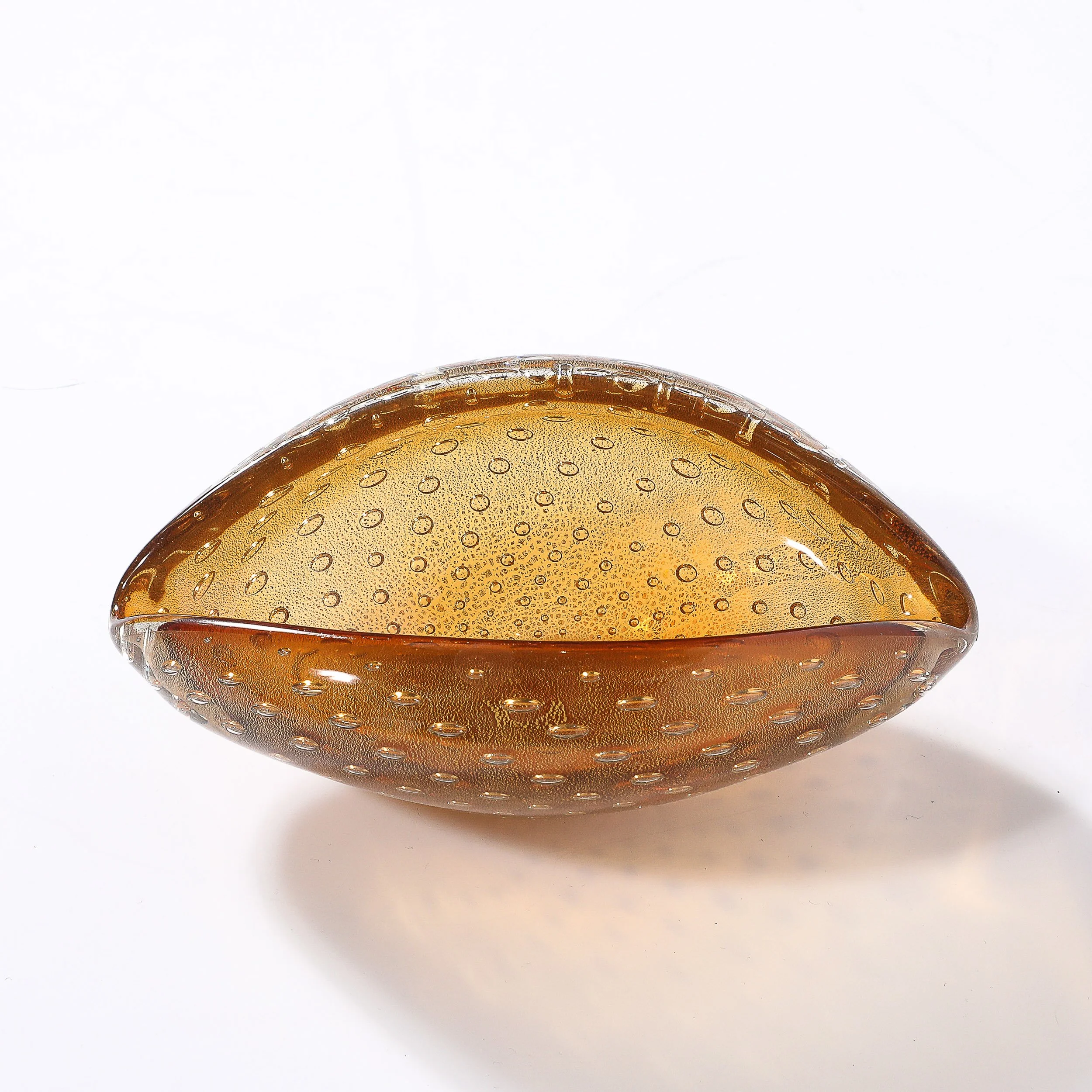 Mid-Century Hand-Blown Amber Bullicante Murano Glass w: 24kt Gold Dish - High Style Deco 3.jpg