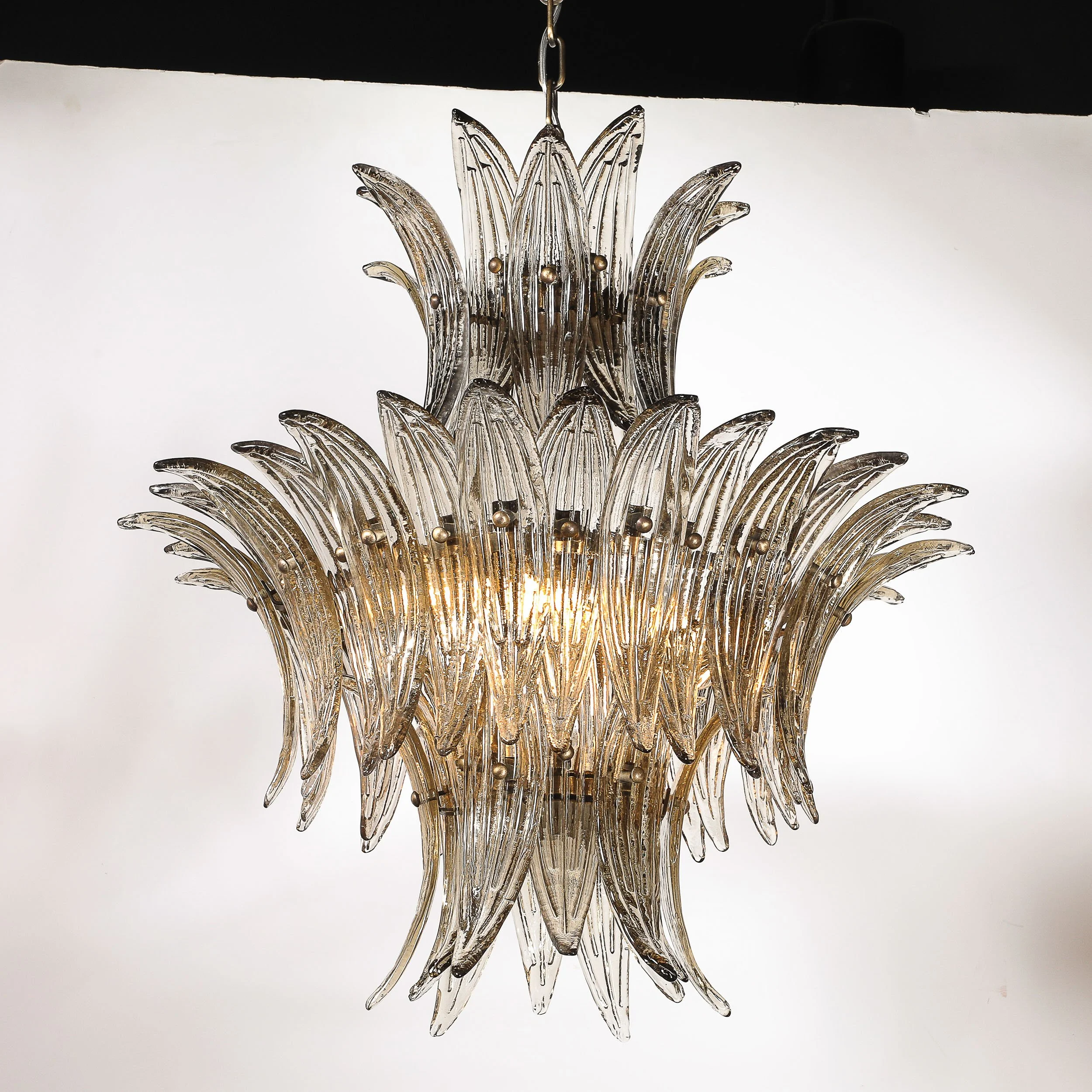 Modernist 3-Tier %22Palma%22 Hand-Blown Smoked Murano Glass & Bronze Chandelier - High Style Deco 2.jpg