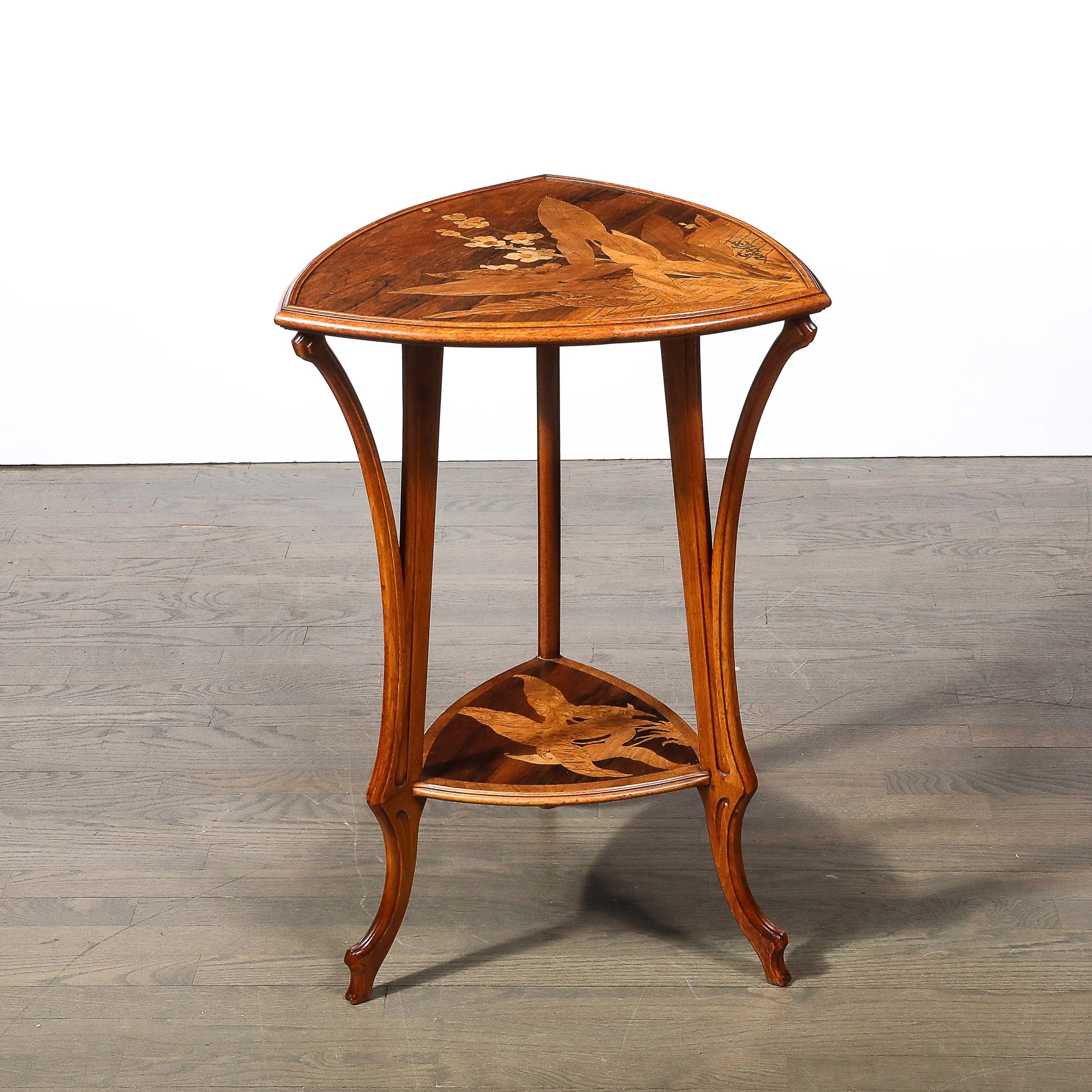 Art Nouveau Inlaid Naturalist Marquetry 2-Tier Side Table signed Emile Galle - High Style Deco 14.jpg