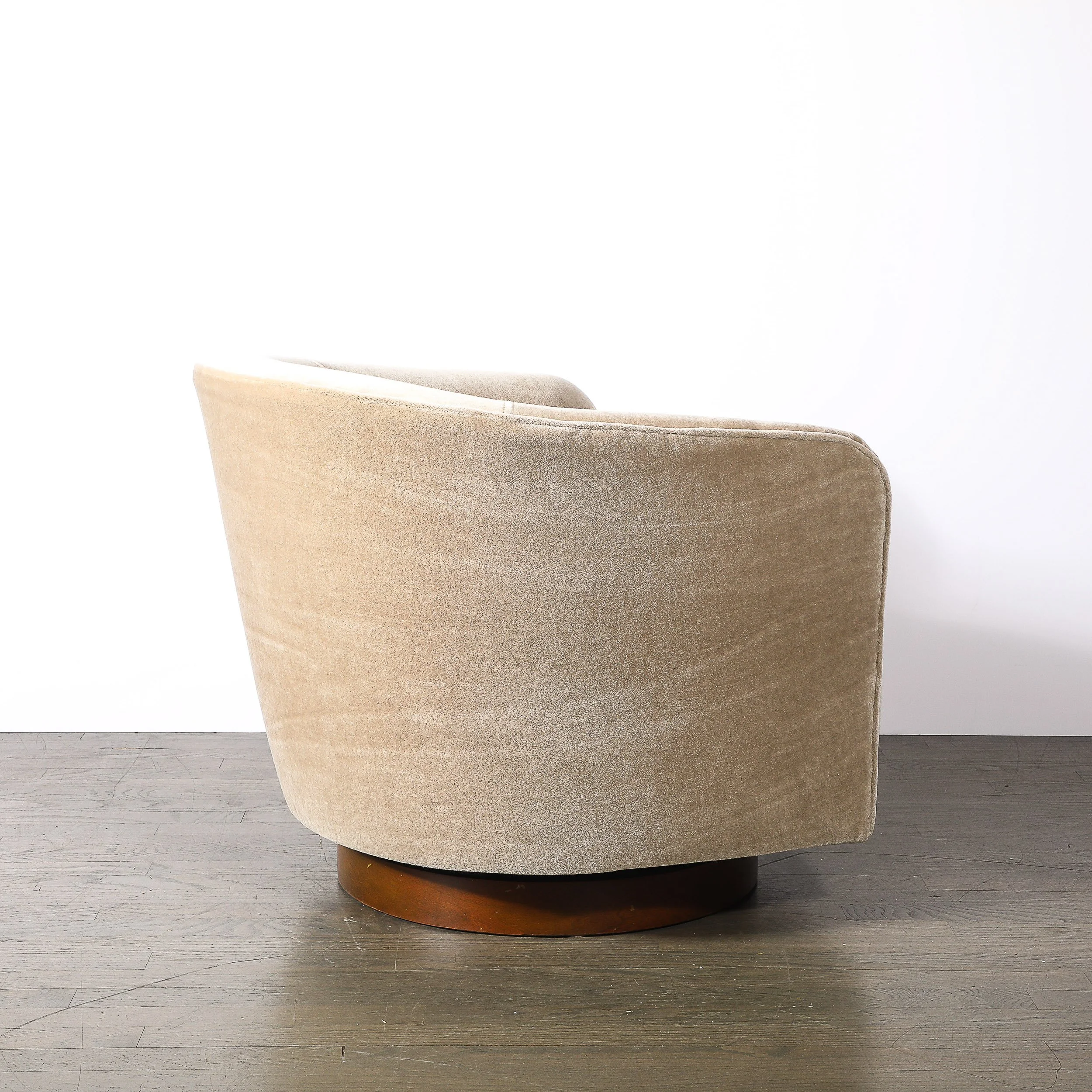 Mid-Century Swivel Club Chairs in Taupe Velvet W: Walnut Bases by Milo Baughman - High Style Deco 5.jpg