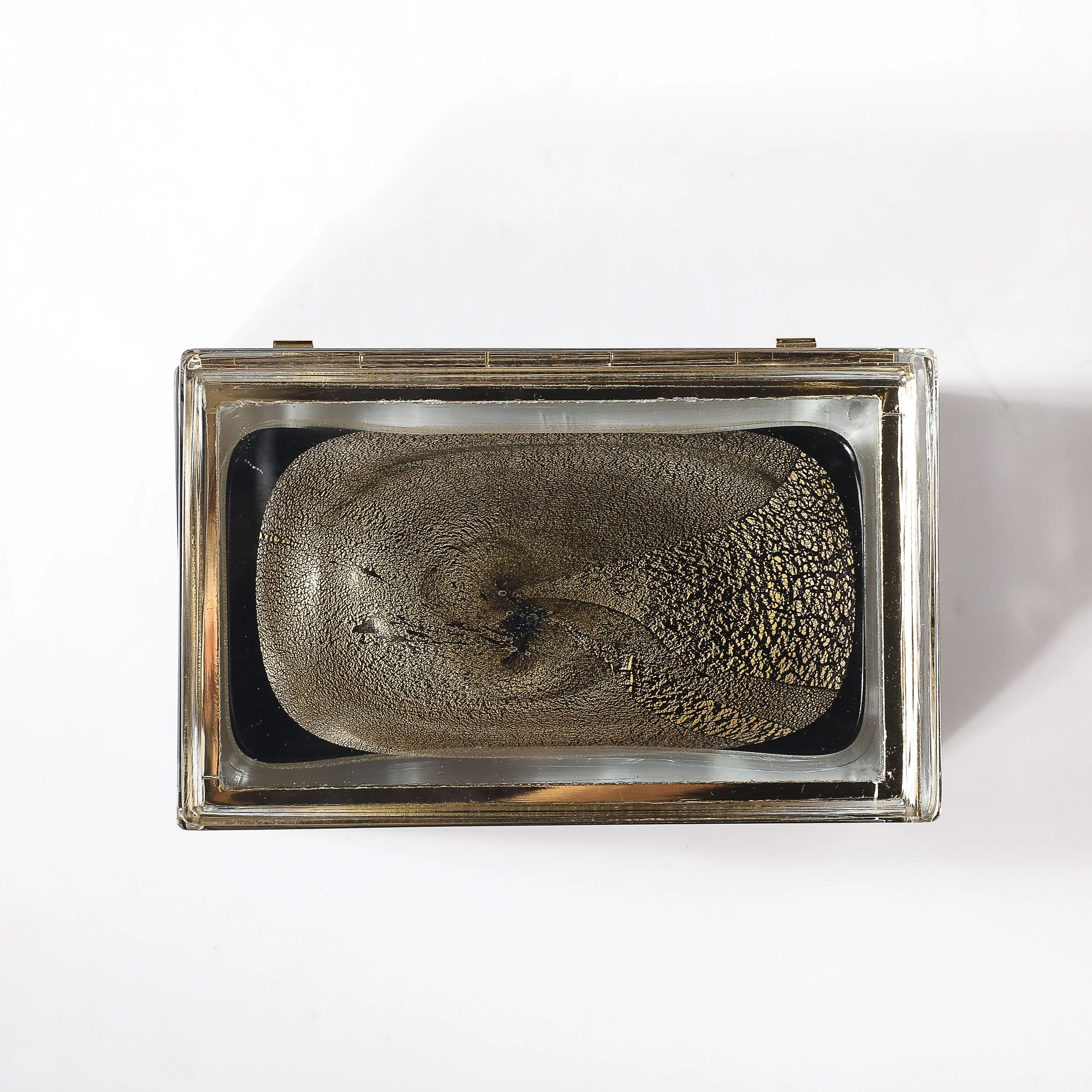Modernist Hand-Blown Murano Glass Box in Black W: 24Karat Gold Flecks & Brass - High Style Deco 18.jpg