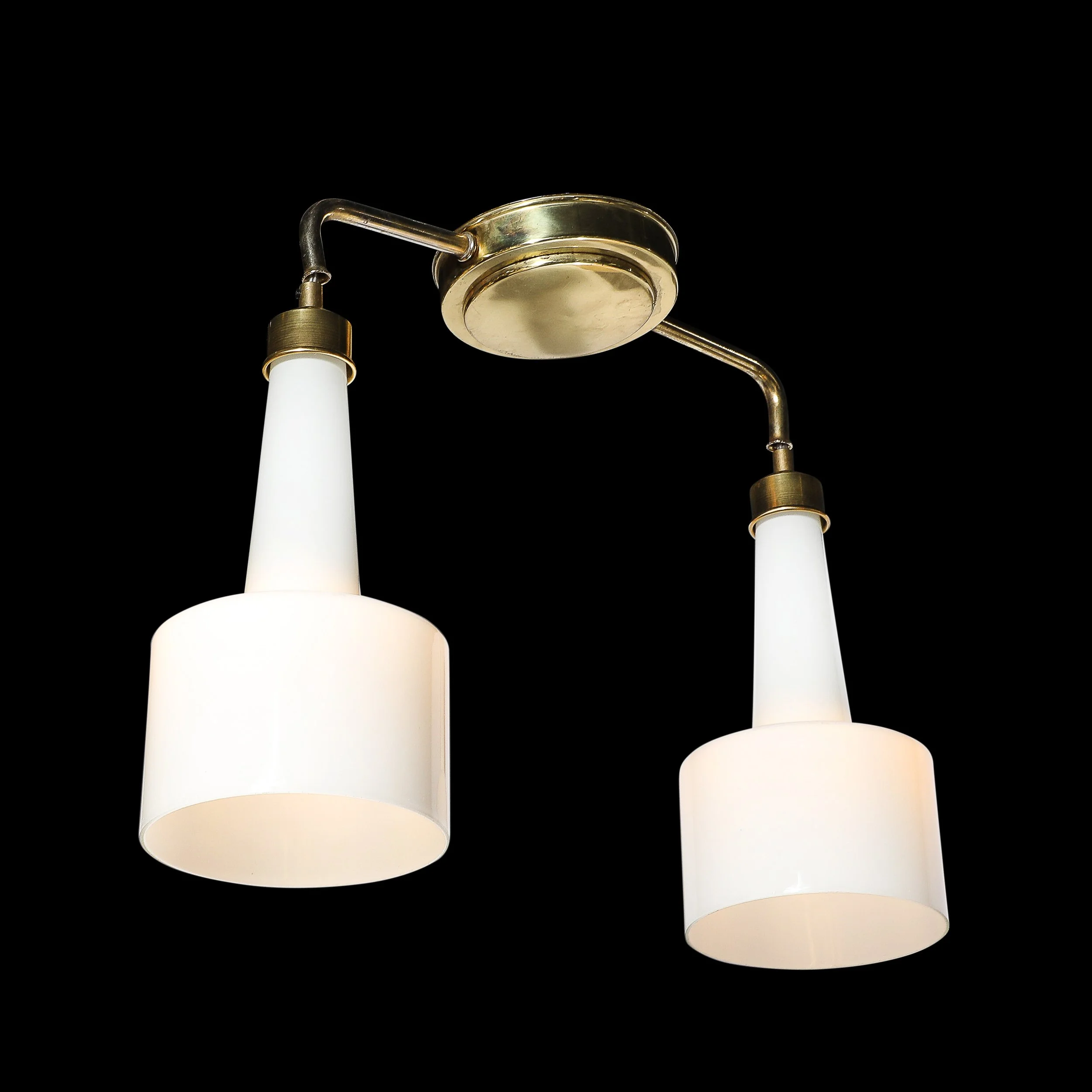 Mid-Century Two-Branch Pendant Chandelier in Molded Milk Glass w: Brass Fittings - High Style Deco 9.jpg