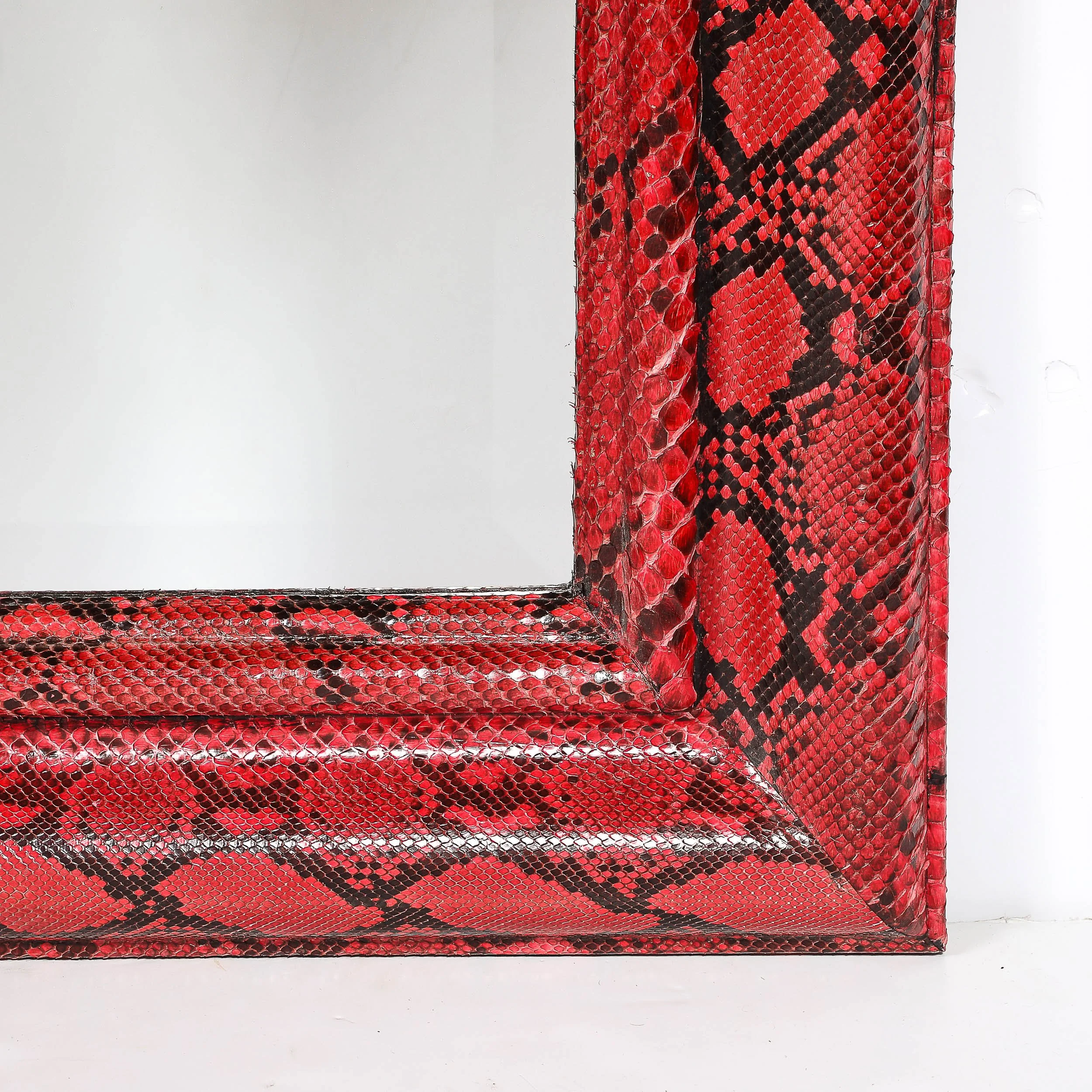 Mid-Century Molding Mirror in Red & Black Python Leather by Karl Springer - High Style Deco 3.jpg