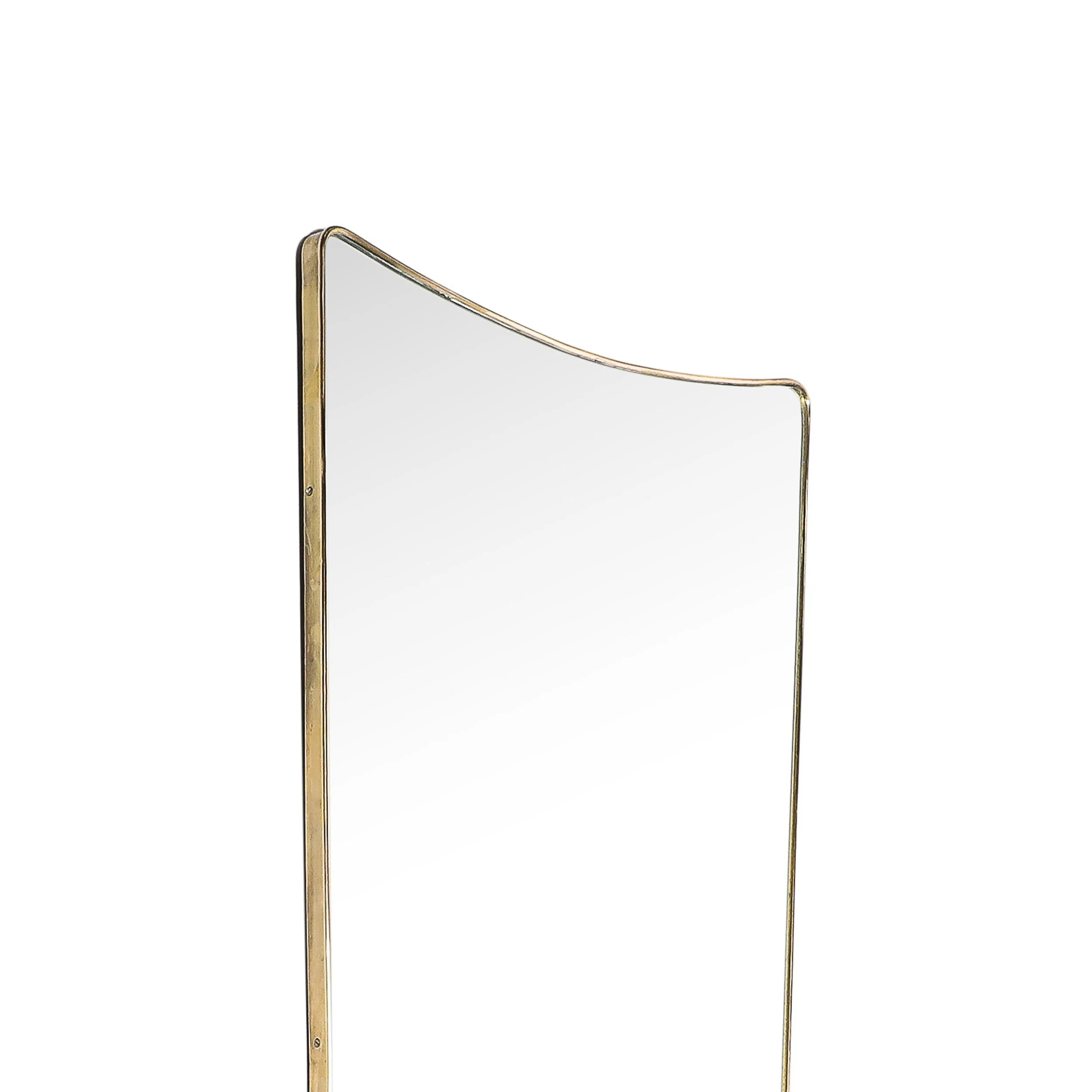 Mid-Century Modernist Elongated Brass Wrapped Mirror with Curved Top Detailing - High Style Deco 6.jpg