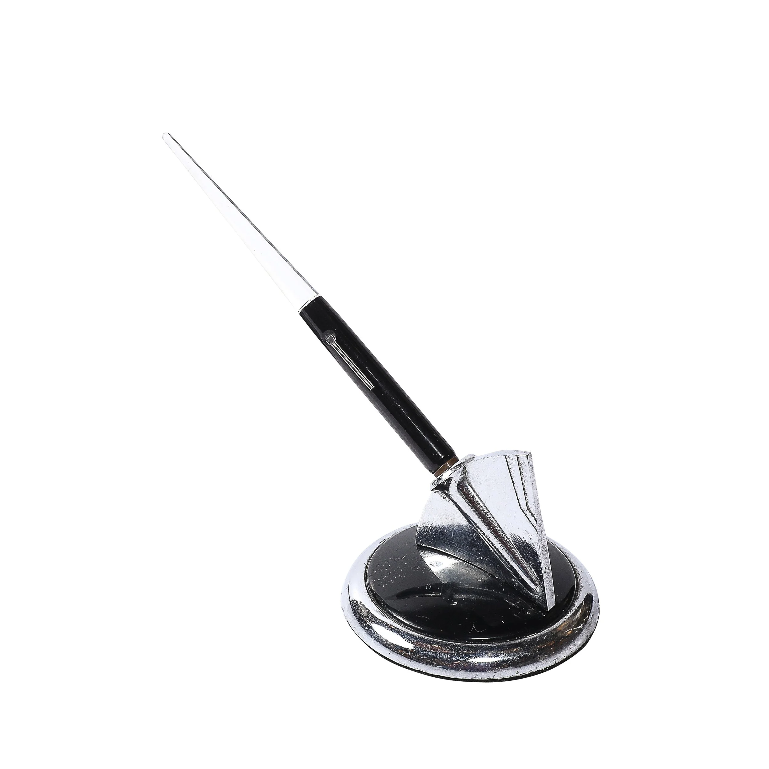 Art Deco Chrome, Lucite & Black Bakelite Fountain Pen signed Esterbrook - High Style Deco.jpg