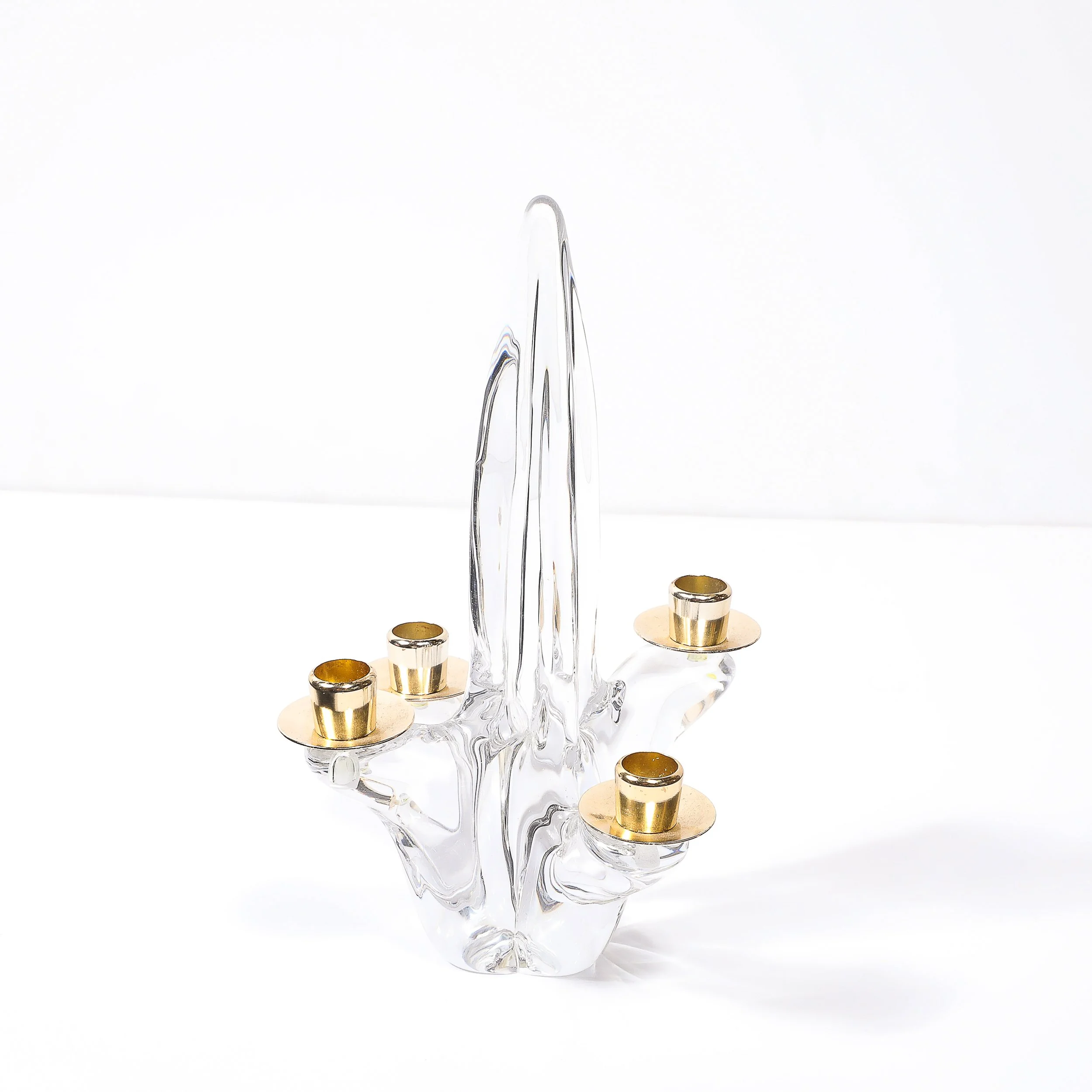 Pair of Mid-Century Crystal & Brass Amorphic 4 Arm Candelabra Signed Schneider - High Style Deco 7.jpg