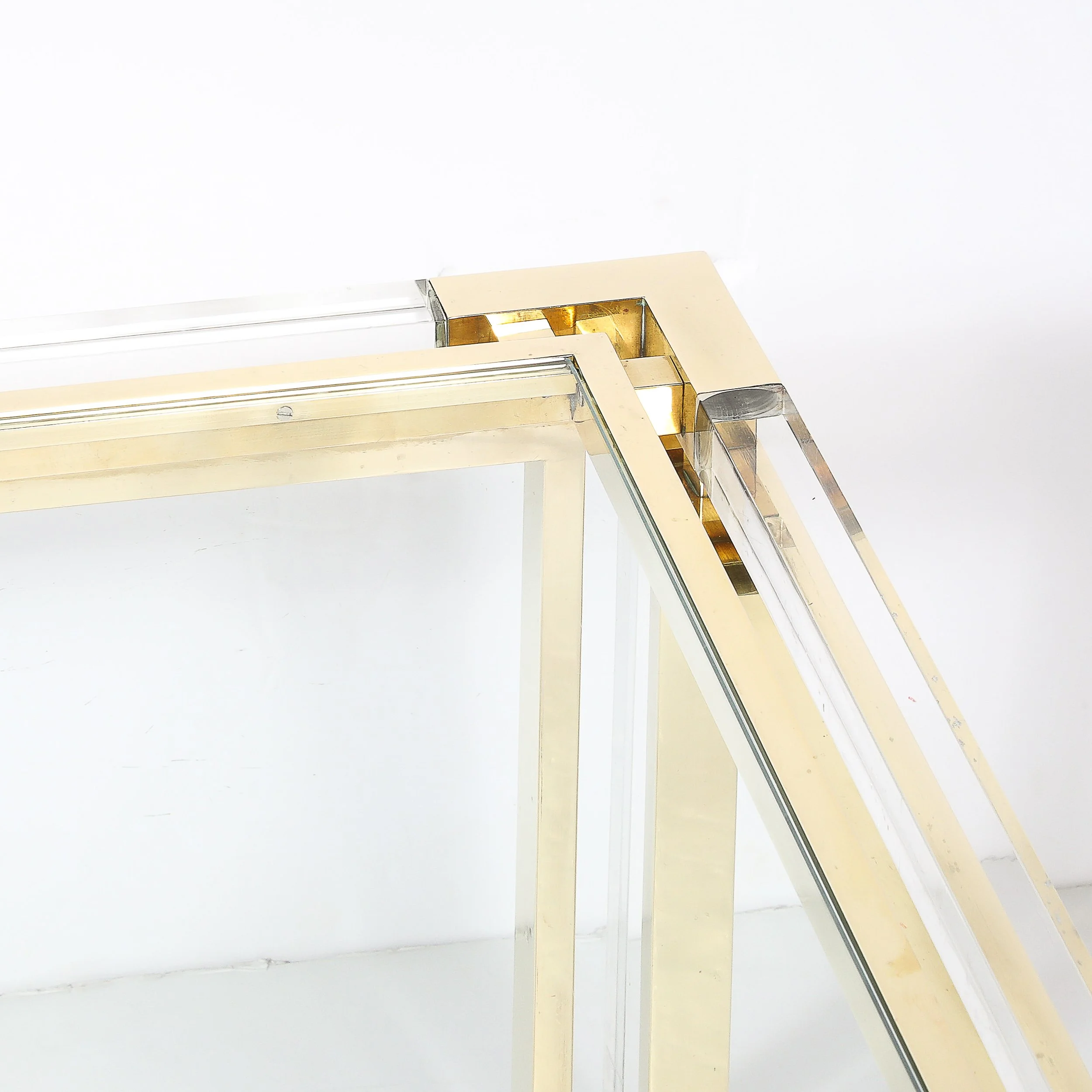 Mid-Century Rectilinear Brass & Lucite Glass Top Cocktail Table by Maison Jansen - High Style Deco 3.jpg