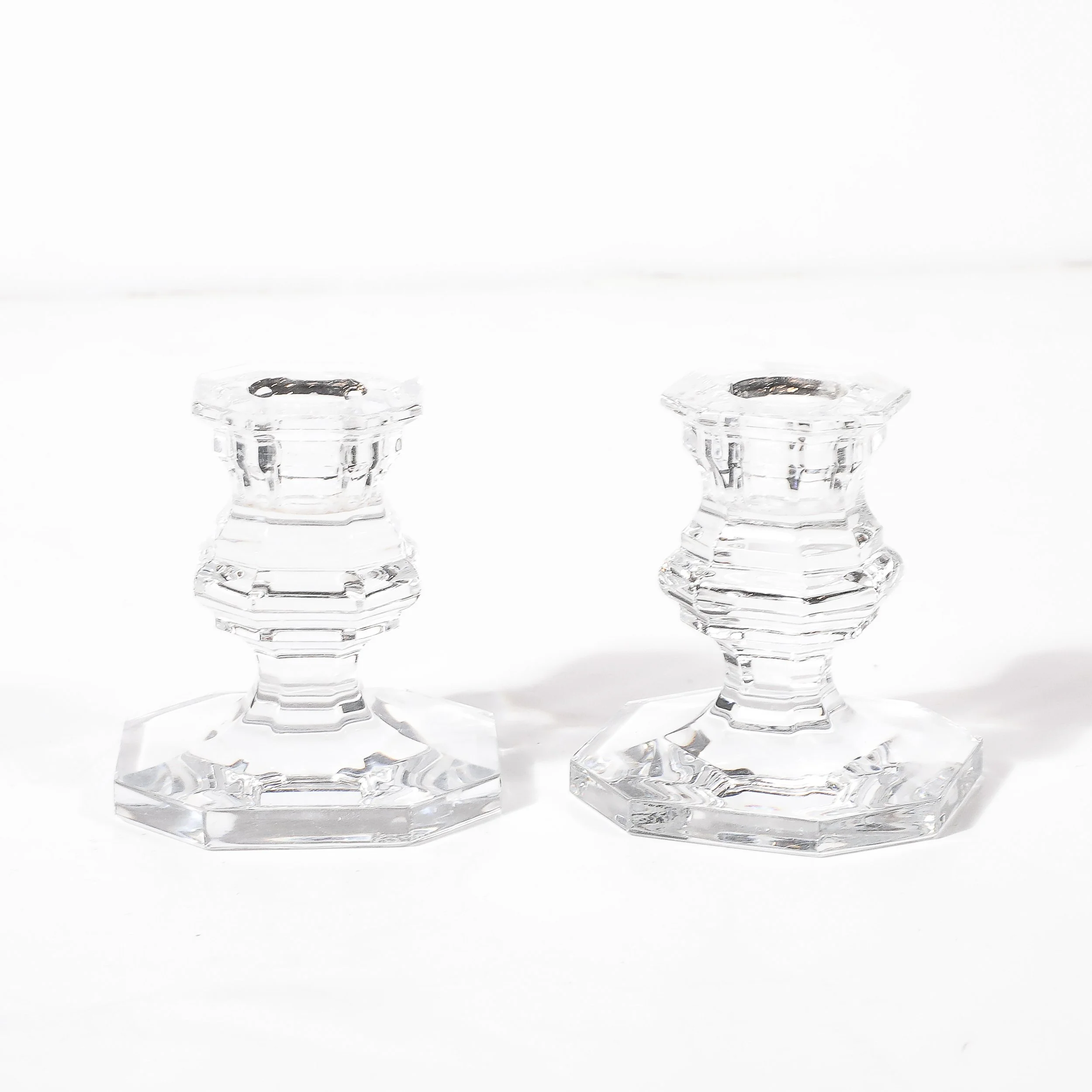 Pair of Classical Regency Giftware Crystal Candlestick Holders Signed Baccarat - High Style Deco 2.jpg