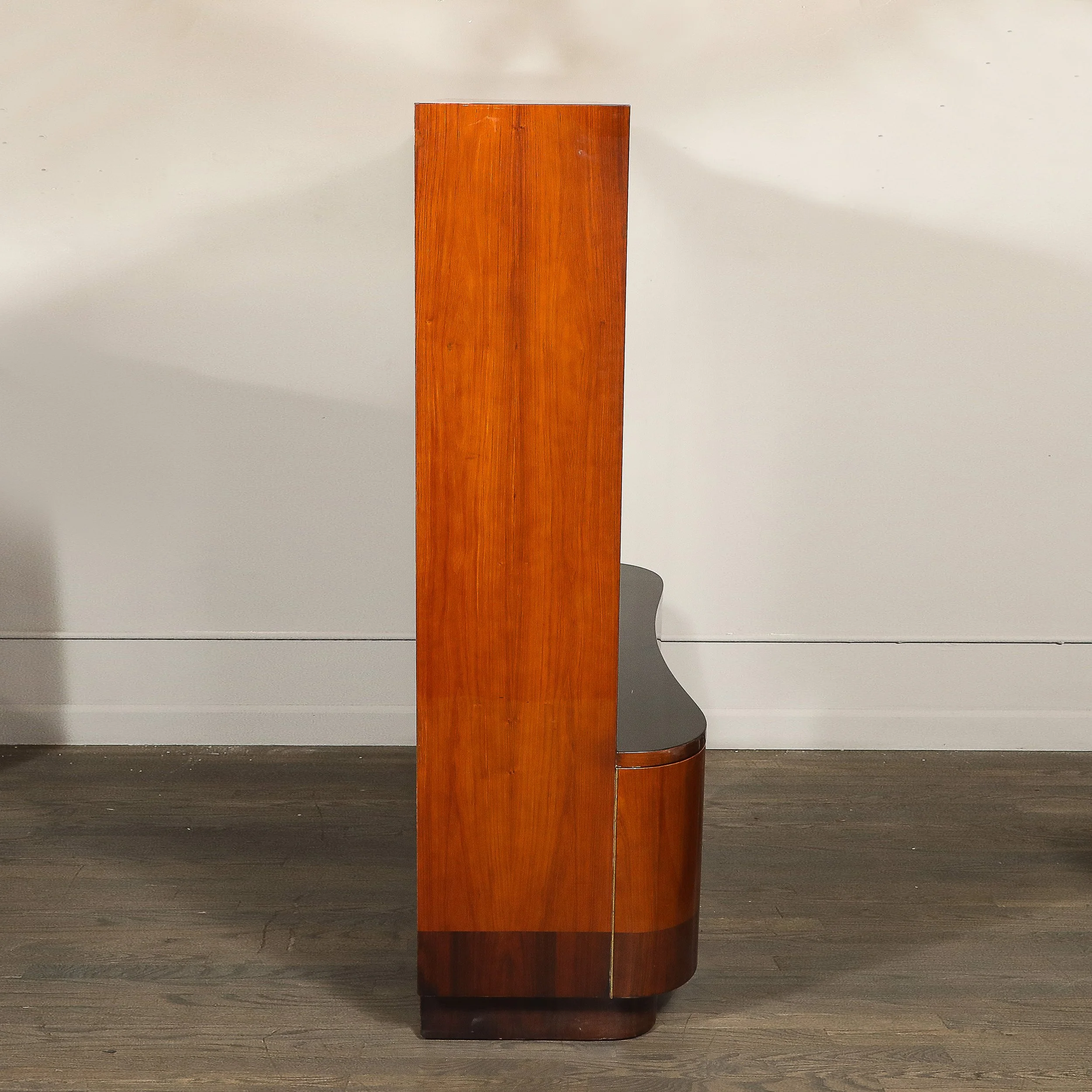 Art Deco Bar Cabinet in Bookmatched Walnut & Burled Elm w: Black Lacquer Accents - High Style Deco 9.jpg