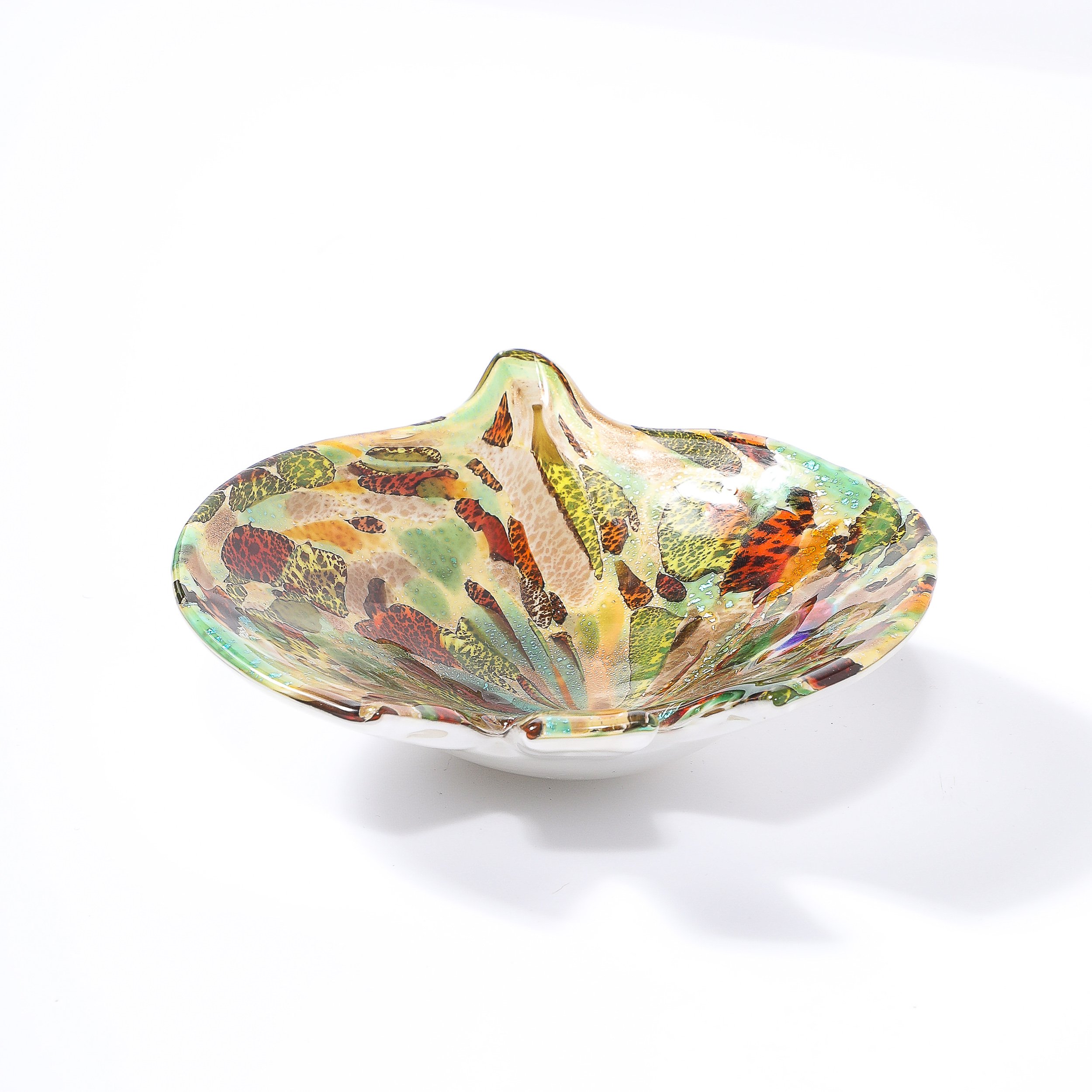 Mid-Century Modernist Hand-Blown Murano Glass Tutti Frutti Leaf Form Dish - High Style Deco 14.jpg