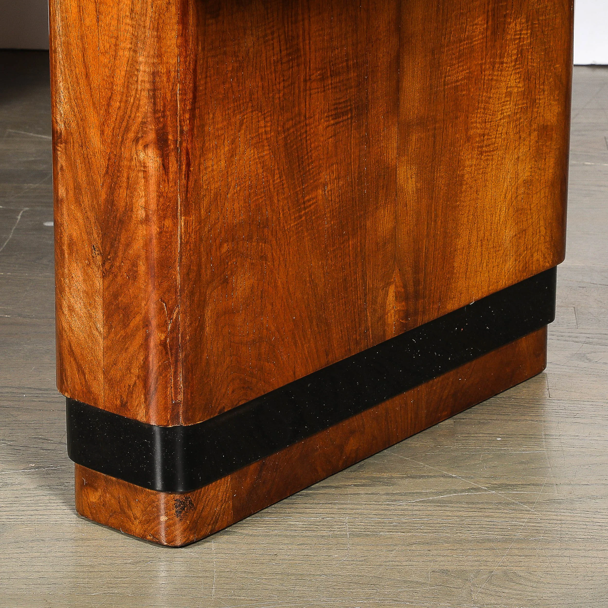 Art Deco Streamlined Book-Matched & Burled Walnut w: Black Lacquer Dining Table - High Style Deco 7.jpg