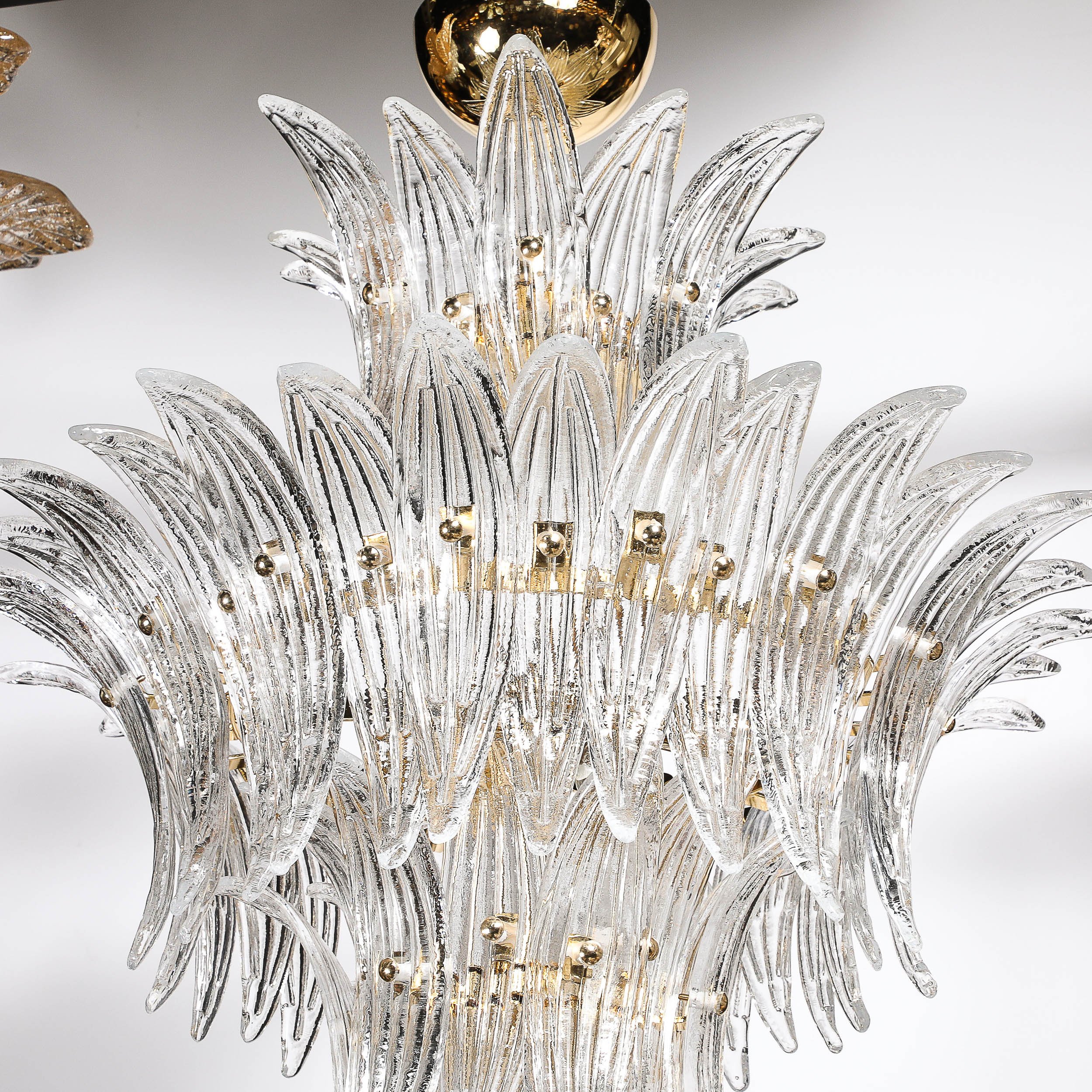 Three-Tier Palma Chandelier in Clear Hand Blown Murano Glass and Brass Fittings - High Style Deco 10.jpg