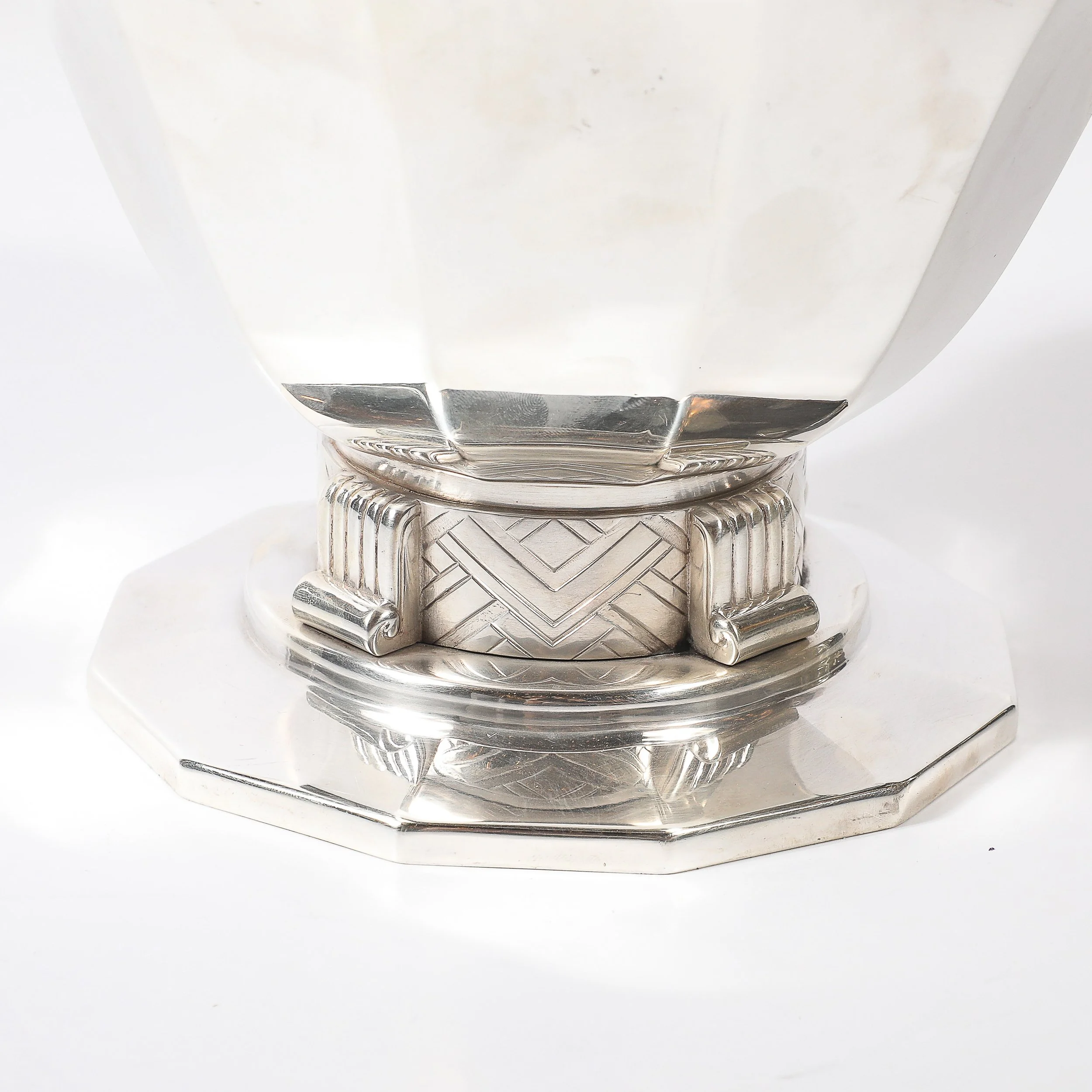 Art Deco Skyscraper Style Apollo Company Silver Plated Bowl w: Chevron Motif - High Style Deco 6.jpg