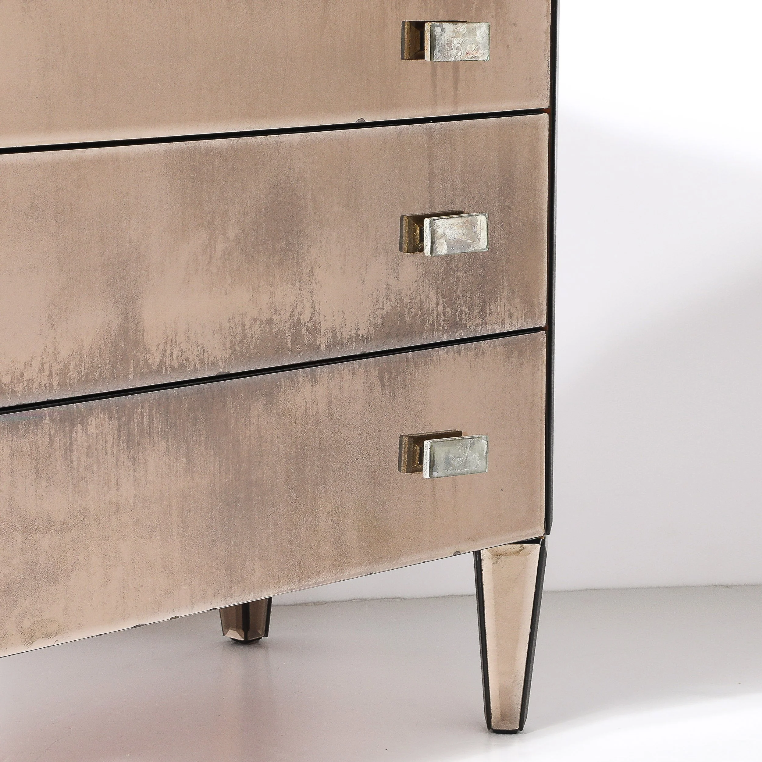 Modernist Hollywood Regency Style Smoked Amber Mirrored Chest of Drawers - High Style Deco 18.jpg