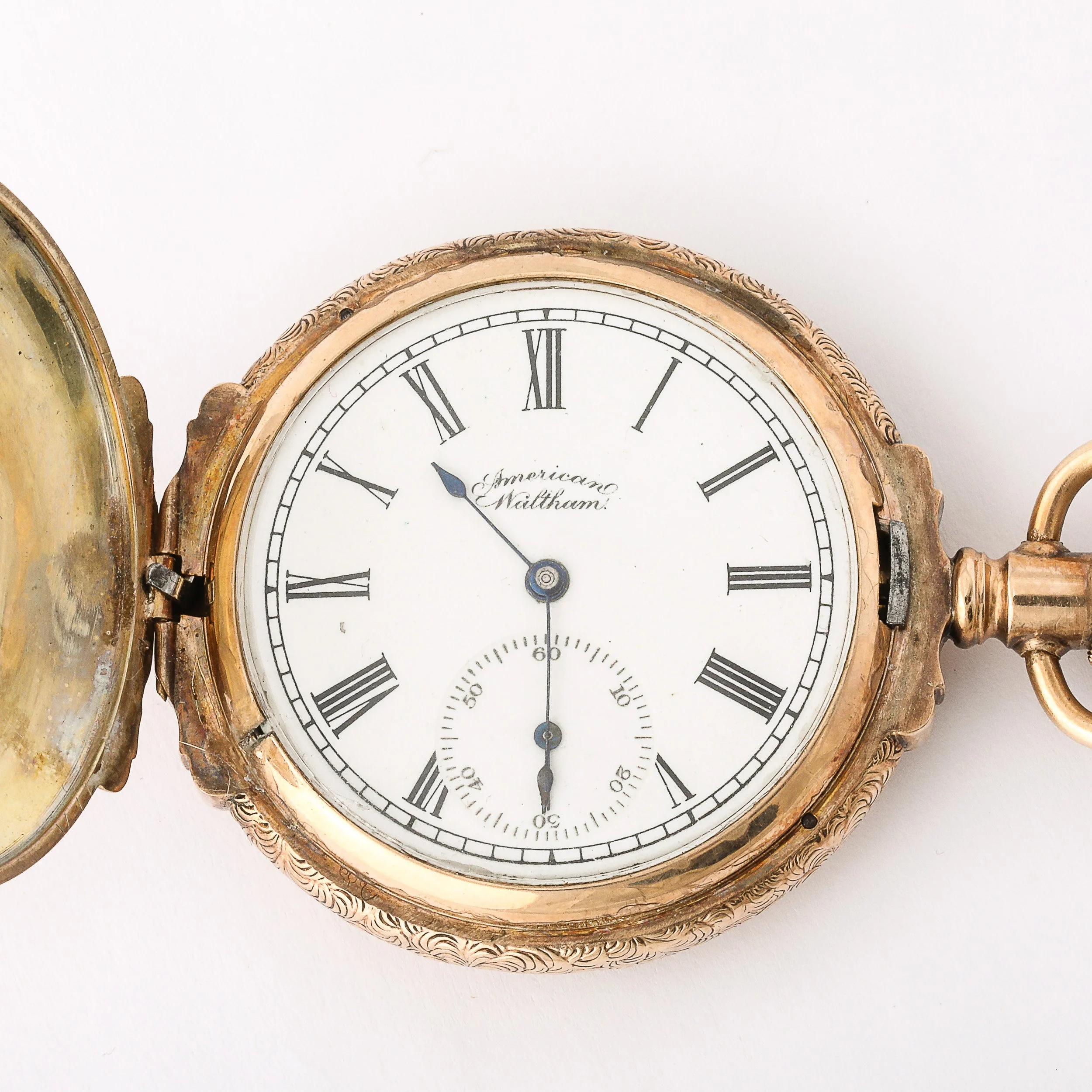 Antique Waltham Pocket Watch with Chain & Fob in Rose Gold and Heraldic Crest - High Style Deco 9.jpg