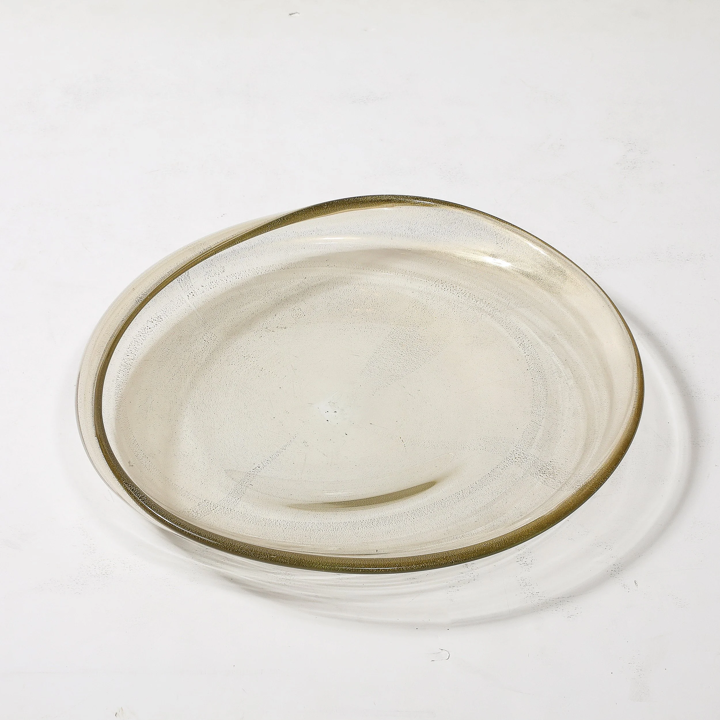 Large Mid-Century Hand-Blown Murano Glass Bowl W:24 Karat Gold Fleck Detailing - High Style Deco 7.jpg