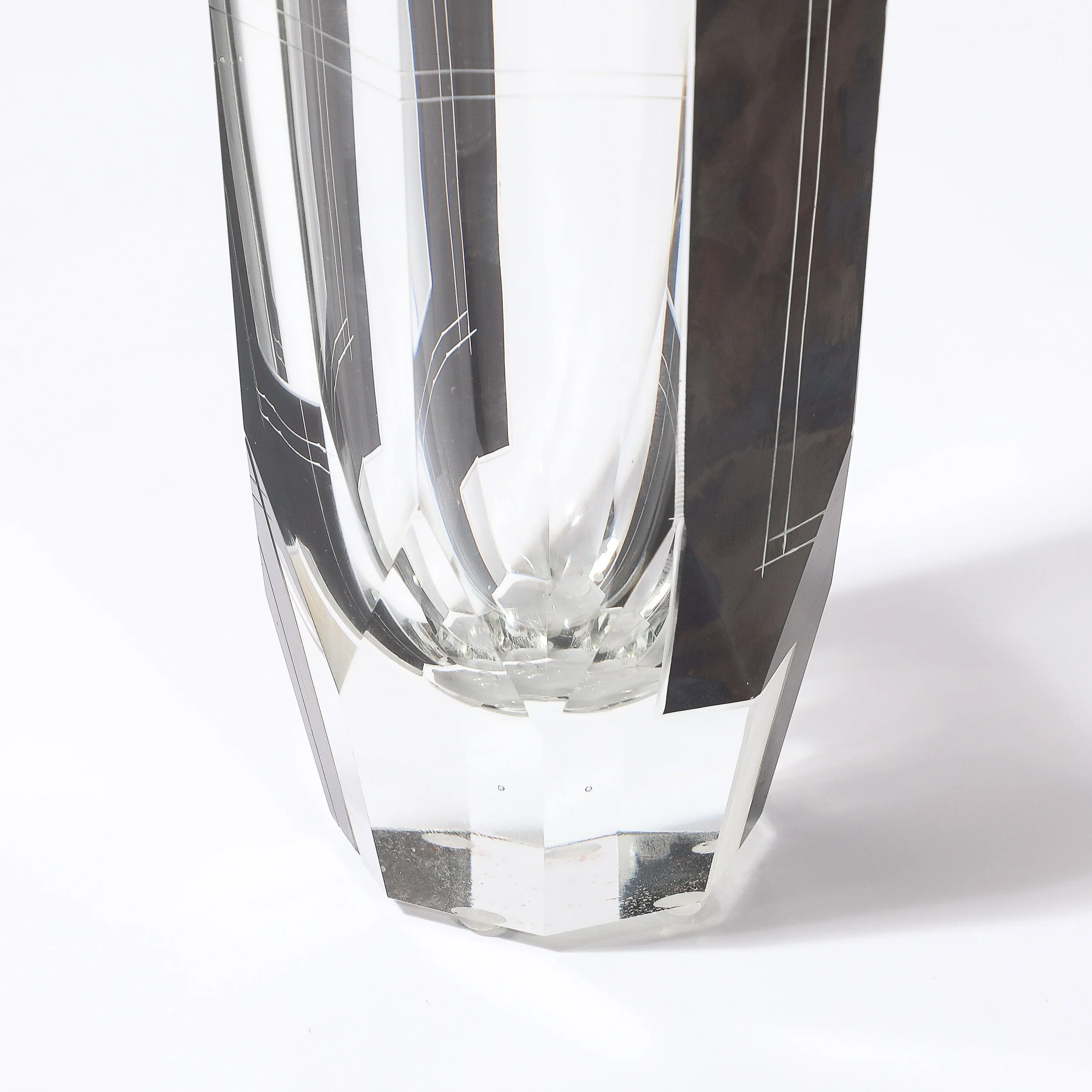 Art Deco Acid Etched Black Glass Vase with Grooved Detailing by Karl Palda - High Style Deco 12.jpg