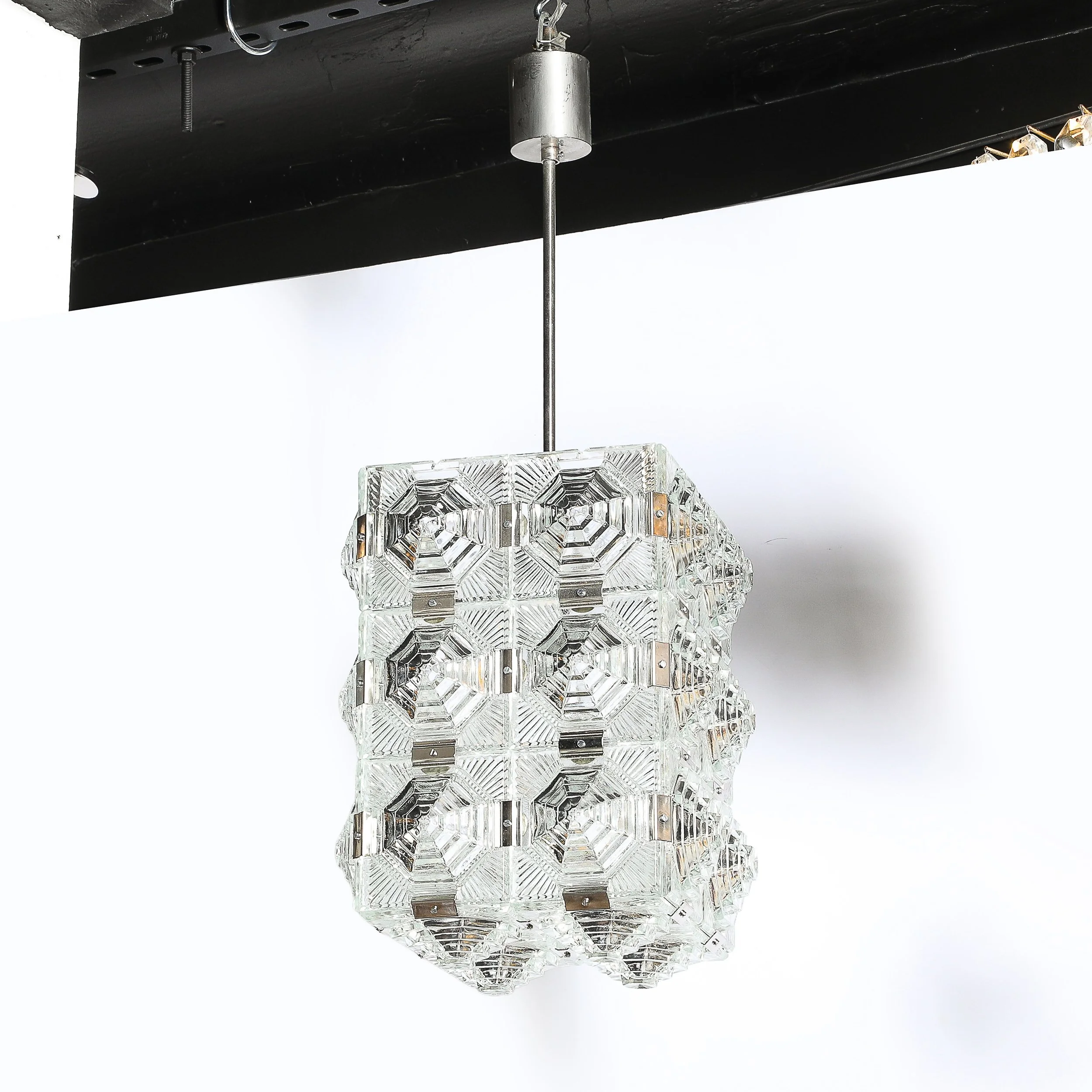 Mid-Century Glass & Chrome Fitted Rectangular Pendant Chandelier by Kinkeldey - High Style Deco 18.jpg
