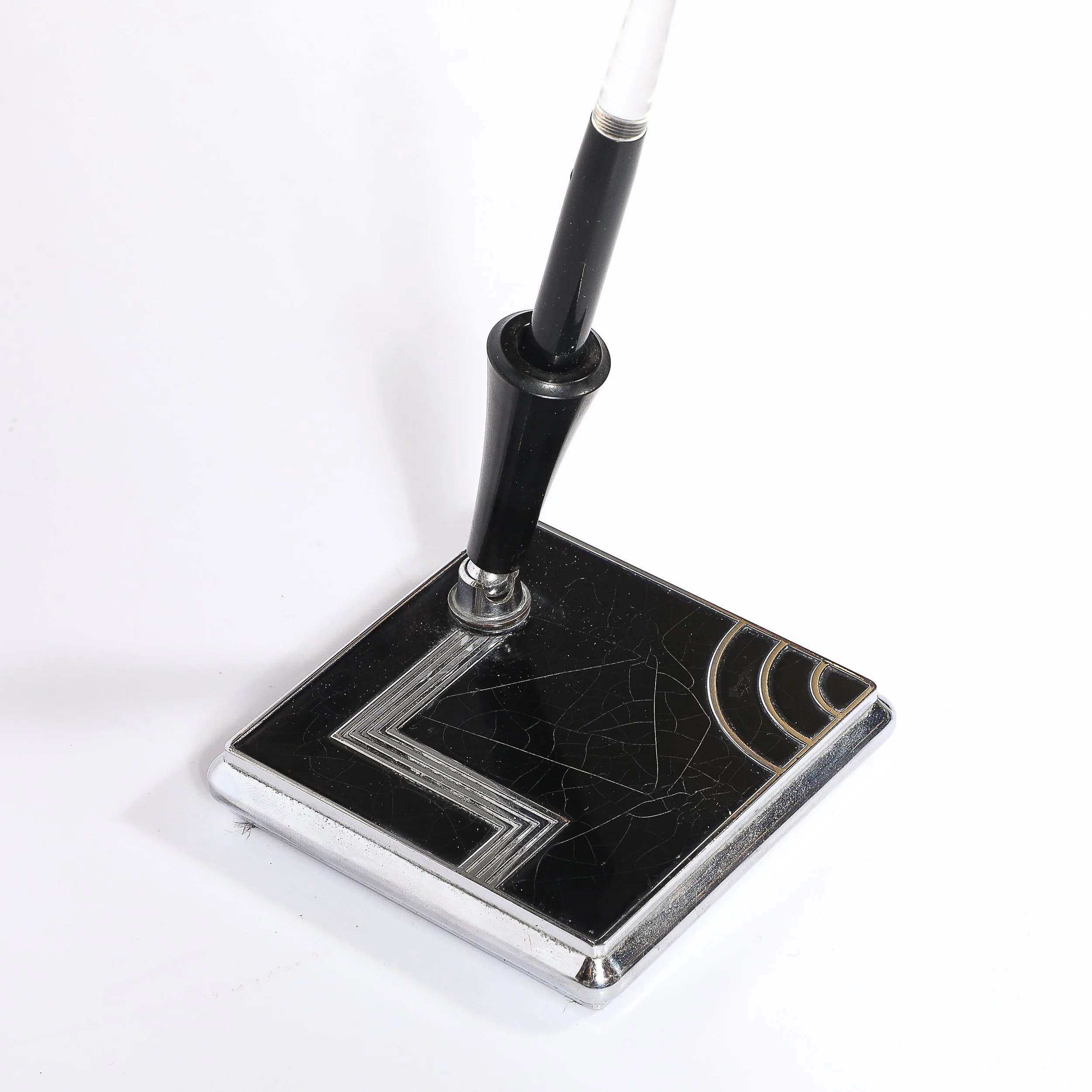 Art Deco Geometric Squared Base Chrome & Bakelite Fountain Pen signed Esterbrook - High Style Deco 10.jpg