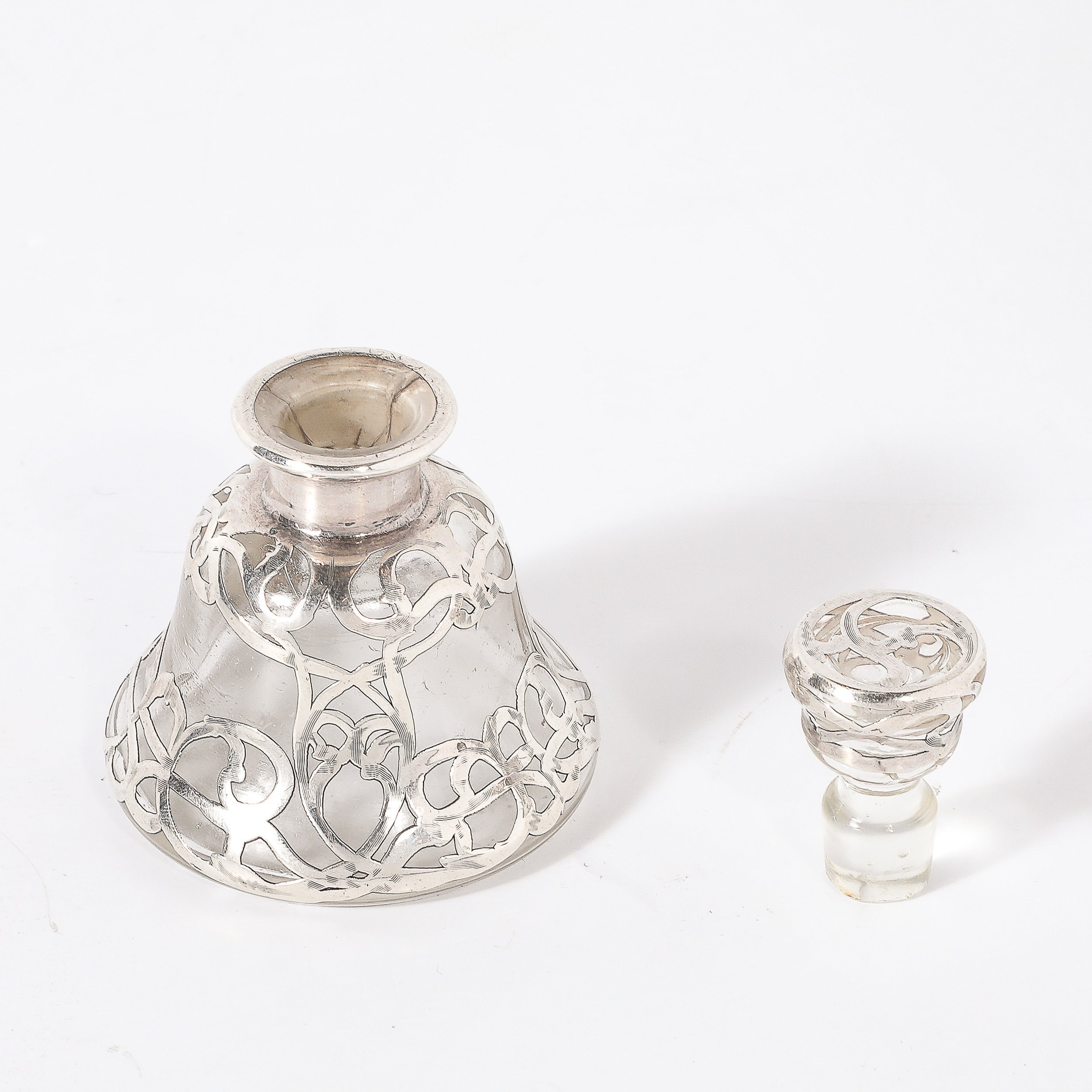 Art Nouveau Fine Sterling Overlay Perfume Bottle signed Steuben - High Style Deco 5.jpg