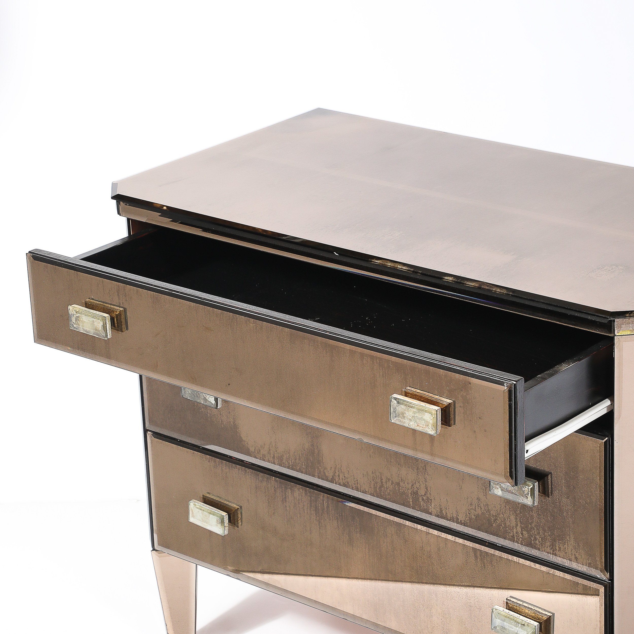 Modernist Hollywood Regency Style Smoked Amber Mirrored Chest of Drawers - High Style Deco 9.jpg