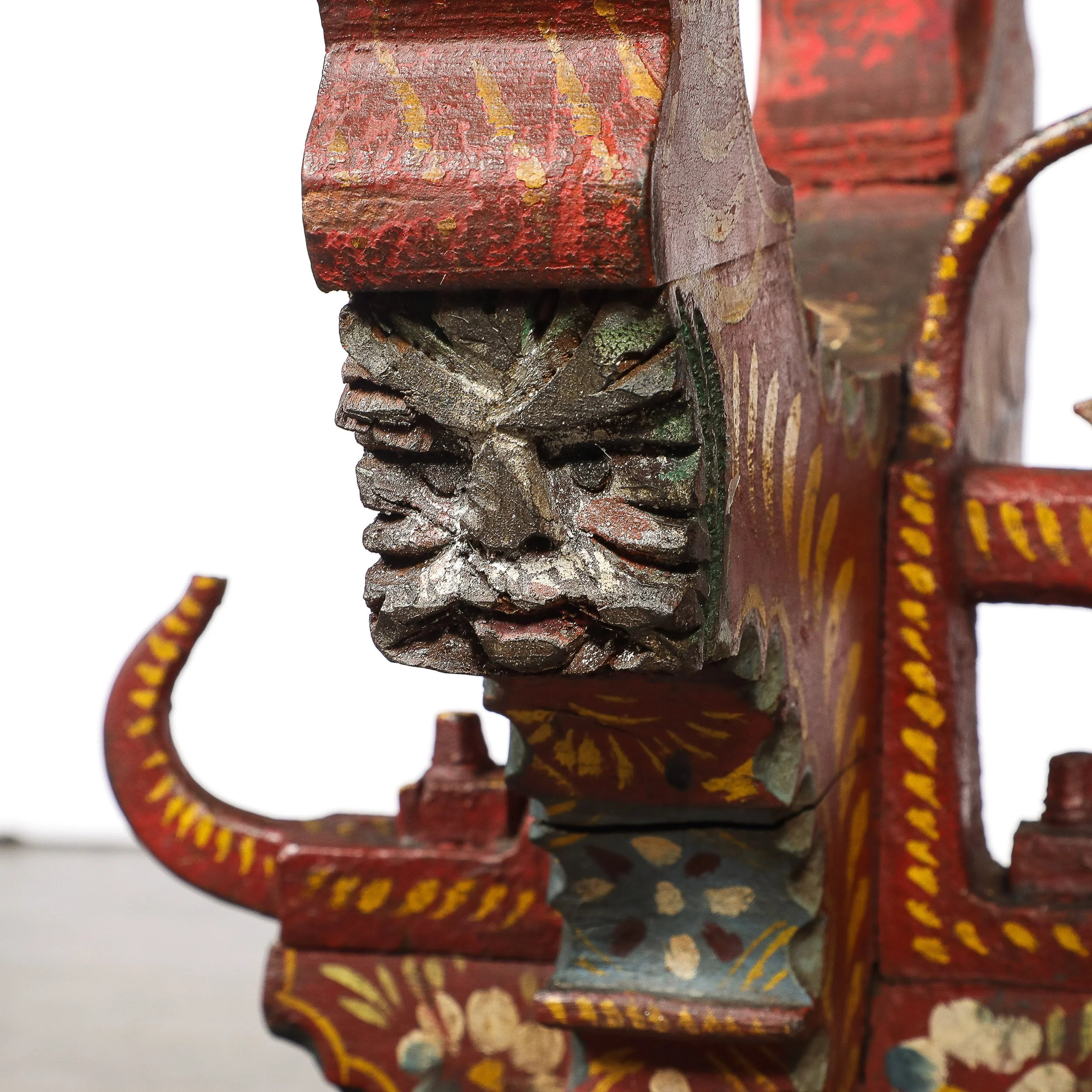 Arts and Crafts Sicilian Polychromed Wood & Iron Glass Top Donkey Cart Cocktail - High Style Deco 27.jpg